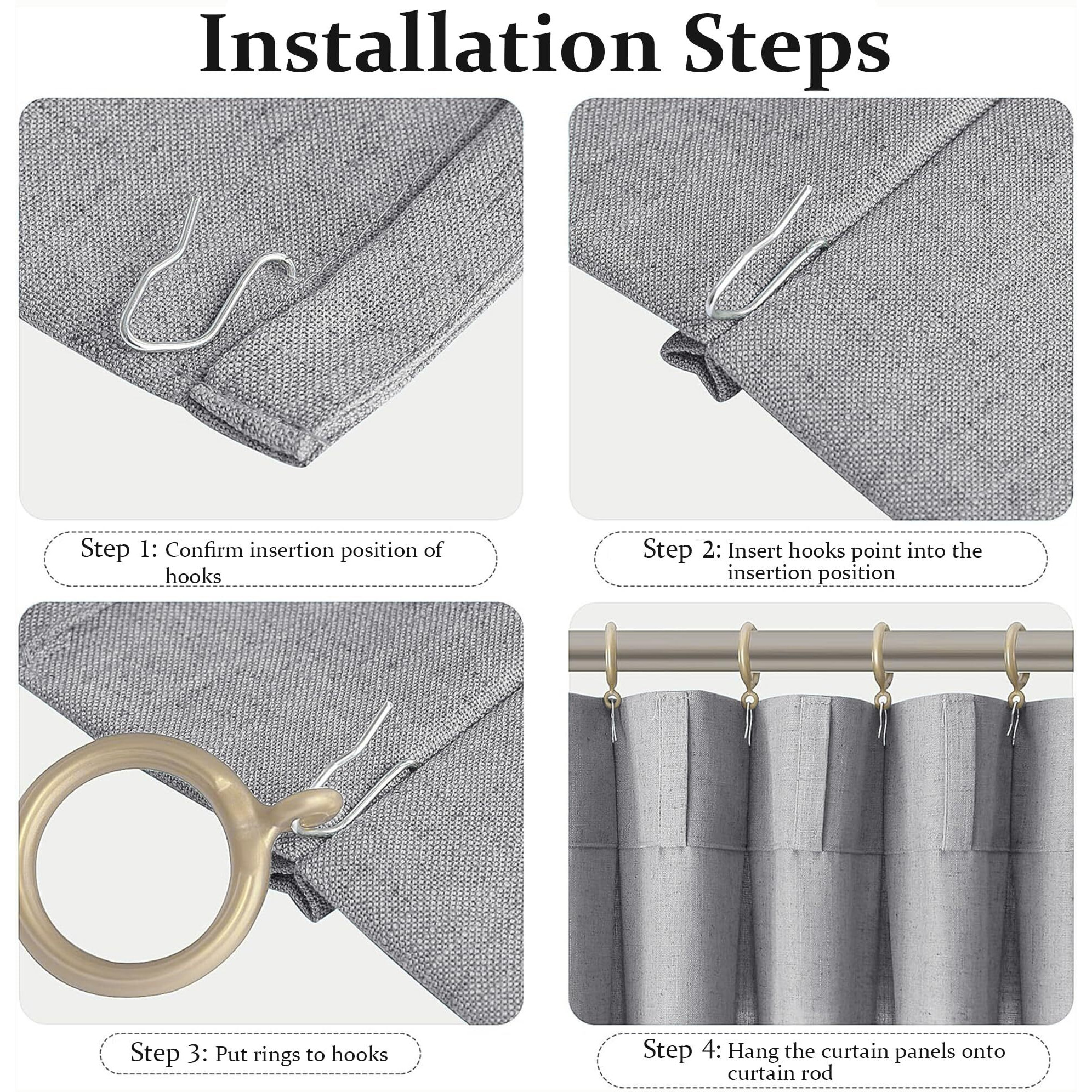 Fmfunctex Linen Pinch Pleated Curtains 96 Inches Long For Living Room, Dove Grey Semi Sheer Pleat Drapes For Bedroom With Hooks, Light Filtering Farmhouse Window Drapes 2 Panels