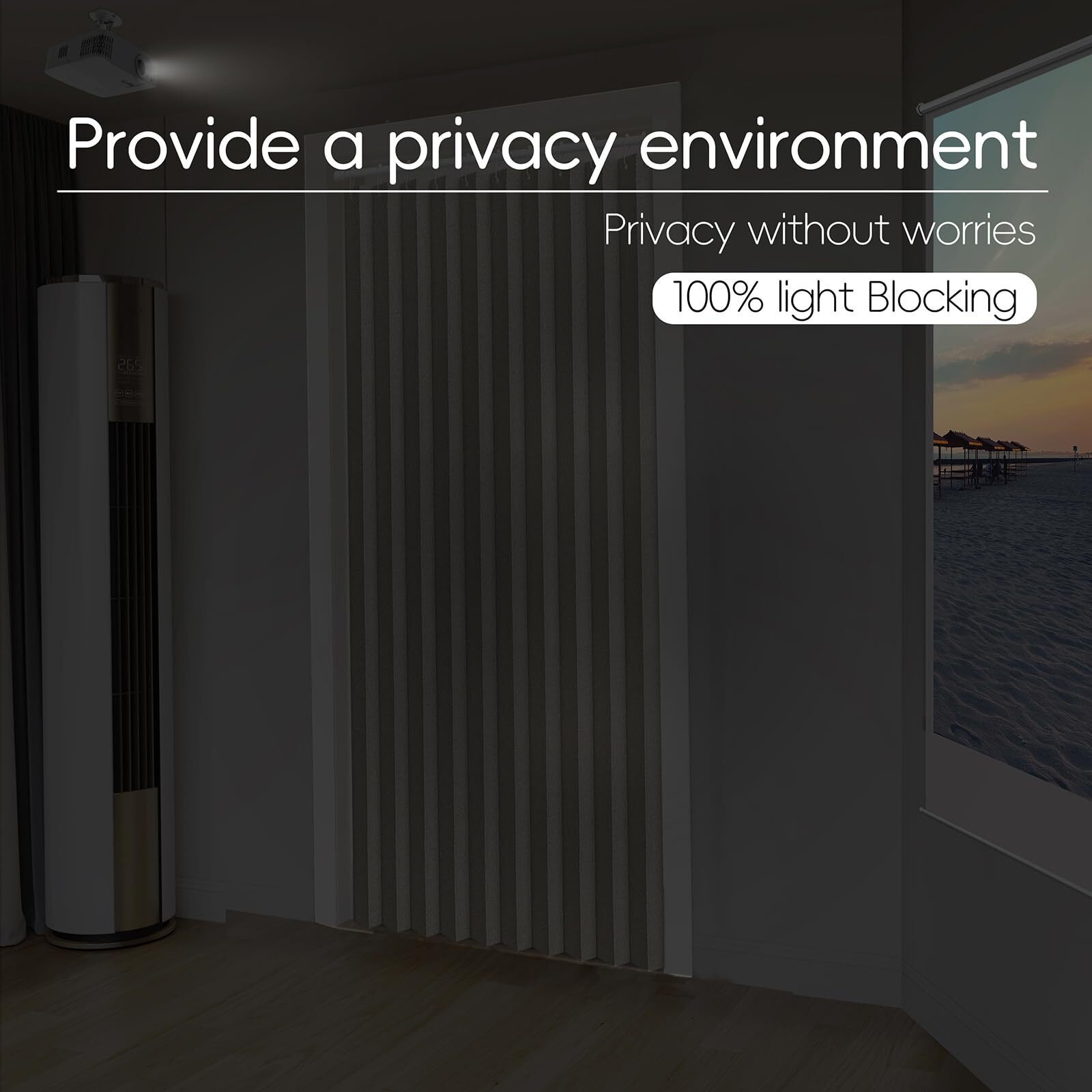 Jilron 100% Blackout Fabric Folding Door Curtain With Magnetic Closure - Accordion Style For Sliding Doors, Closets,Wardrobe And Temporary Door Solutions Doorway Curtains(W42 X L78, Off White 1 Panel)