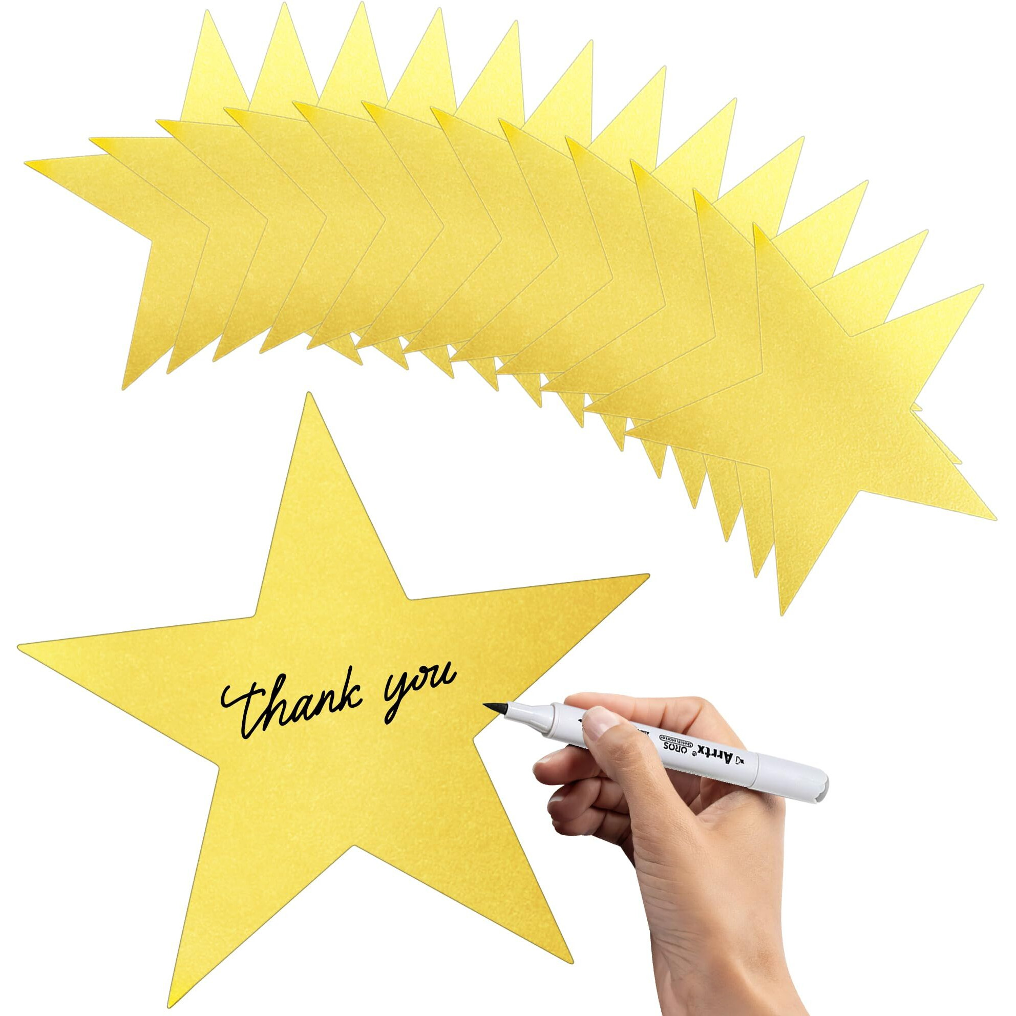 24Pcs Gold Star Cutouts, 11 Inch Large Double Printed Paper Stars Cutouts, Cardboard Star Cutouts, Glitter Stars Decorations For Classroom Wall Movie Night Bulletin Board Party Supply