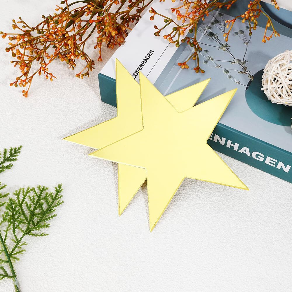 24Pcs Gold Star Cutouts, 11 Inch Large Double Printed Paper Stars Cutouts, Cardboard Star Cutouts, Glitter Stars Decorations For Classroom Wall Movie Night Bulletin Board Party Supply