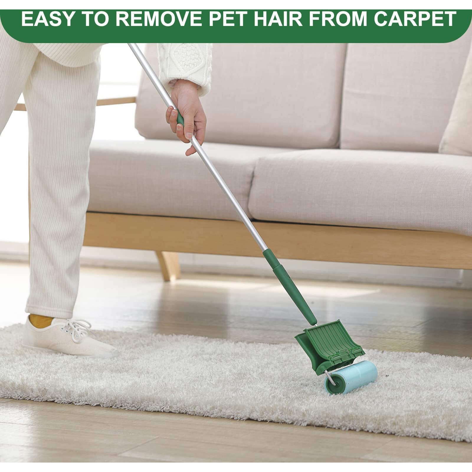 Fedicelly Large Lint Rollers Pet Hair Extra Sticky Floor, Cat Dog Hair Remover Laundry Clothes Carpet Furniture,6.3 Inches Wider With 320 Sheets Giant Lint Remover Brush For Couch With Long Handle