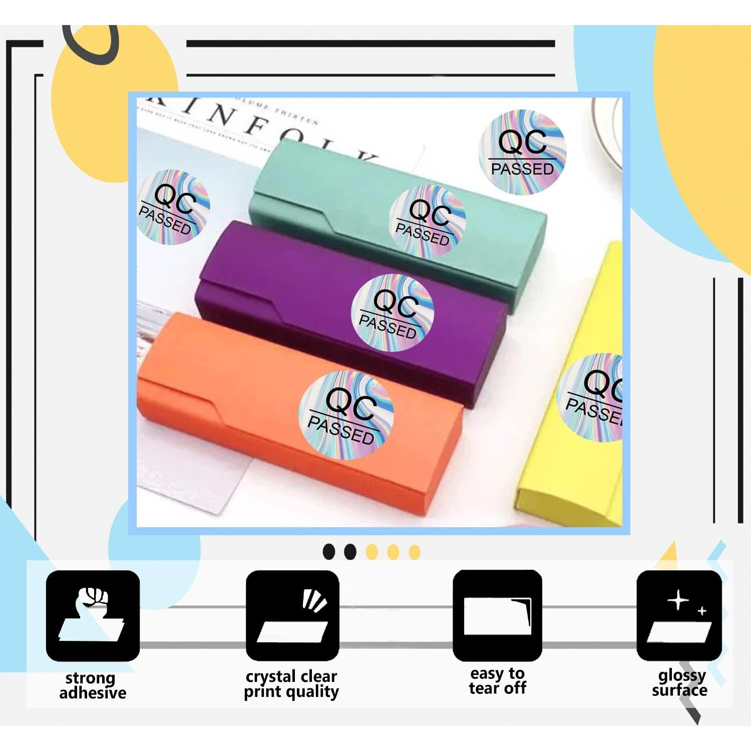 Qc Passed Stickers 1" 500 Pcs Hologram Qc Pass Stickers For Warehouse Inventory Quality Control Check Tested Pass Approval