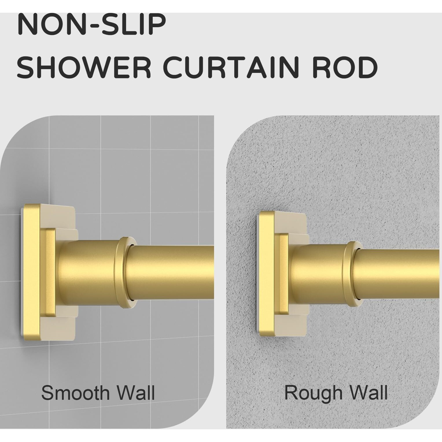 Uiosanrt Gold Shower Curtain Rod 31-68 Inches Non-Slip Shower Rod Tension Mounted No Drill Shower Curtain Rods Spring Tension Rod Adjustable Tension Curtain Rod For Windows Bathroom