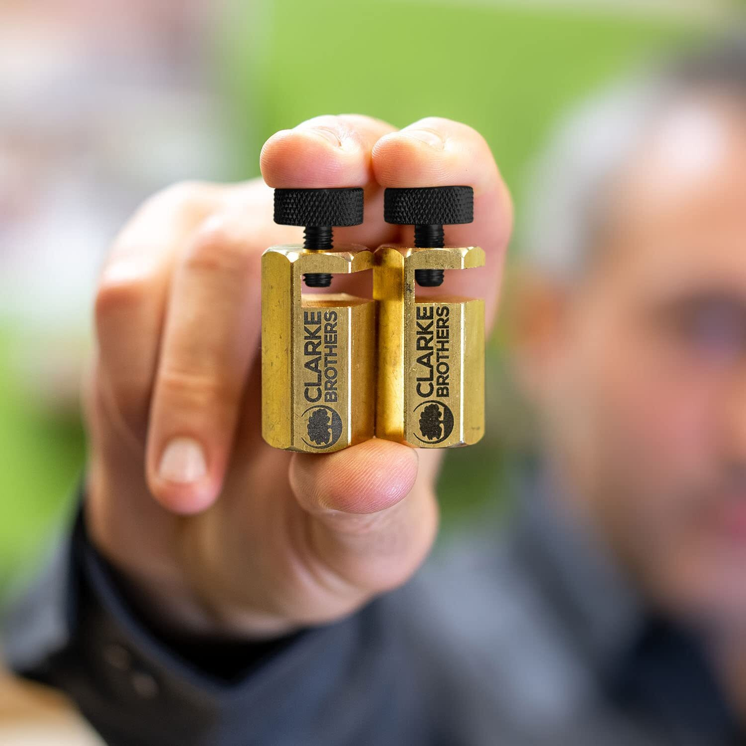 Clarke Brothers Stair Gauge - 2Pcs Stair Tread Gauge For Conventional Framing Square Or Carpentry Square - Heavy-Duty Brass Stair Gauge Set - Large Knob Size - Long Brass Body