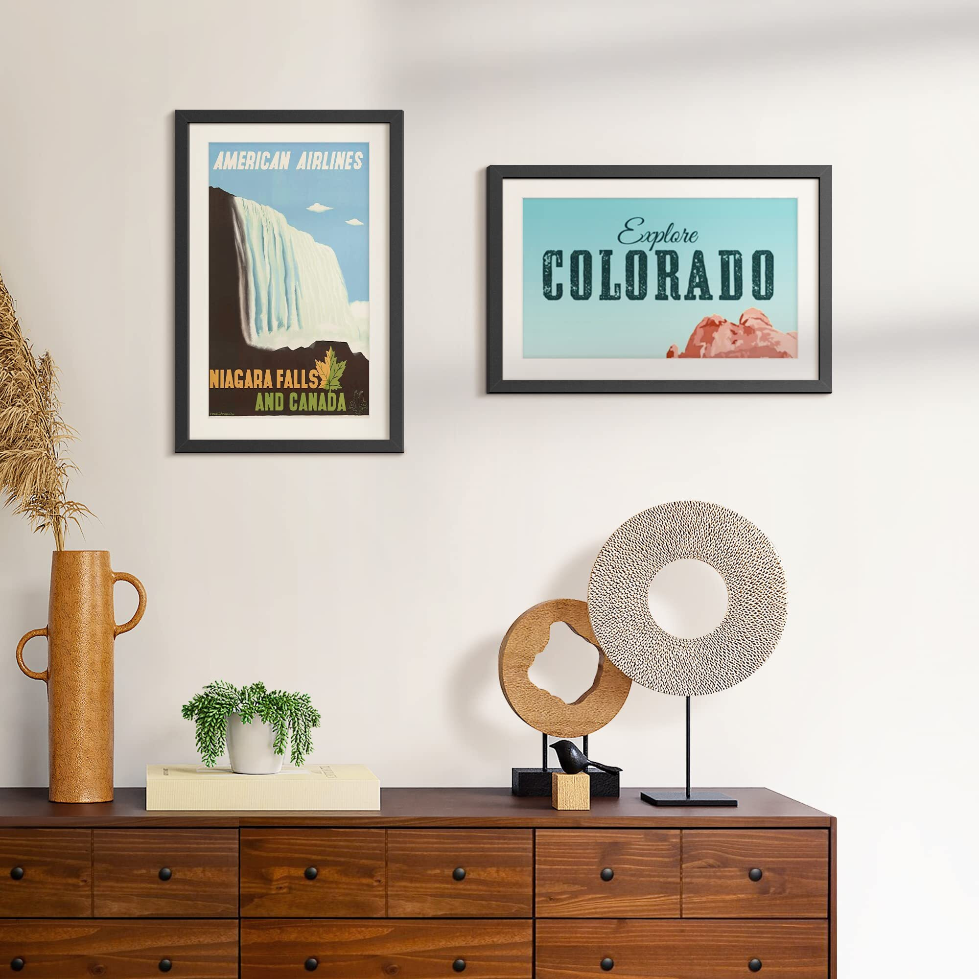 Upsimples 11X17 Picture Frame, Display Pictures 9X15 With Mat Or 11X17 Without Mat, Wall Hanging Photo Frame, Black, 1 Pack