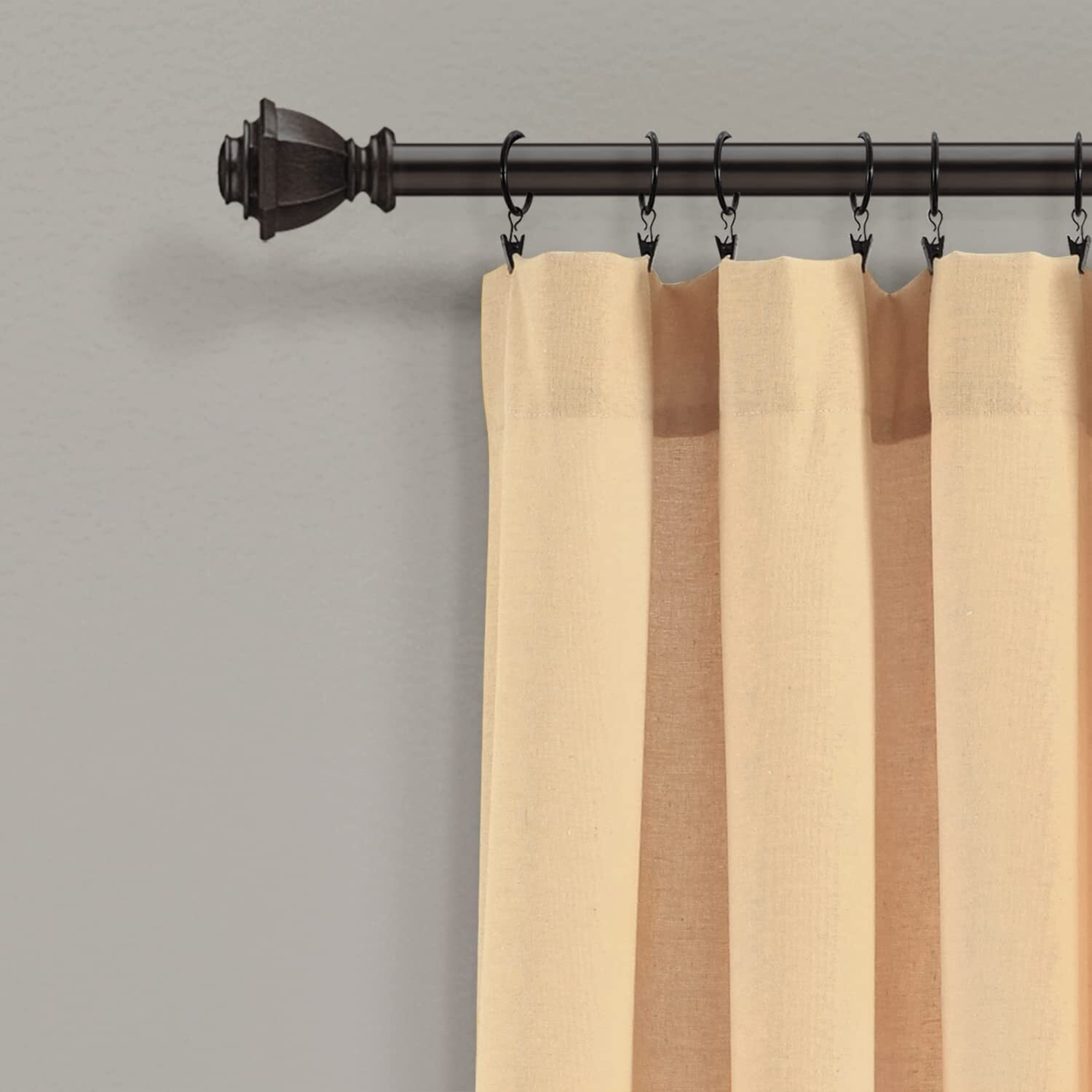 Lush Decor Linen Button Window Curtain Panel, Single, 40&quot W X 120&quot L, Gray - Country Curtains - Rustic Decor - Color Block Modern Farmhouse Curtains For Living Room, Bedroom & Dining Room
