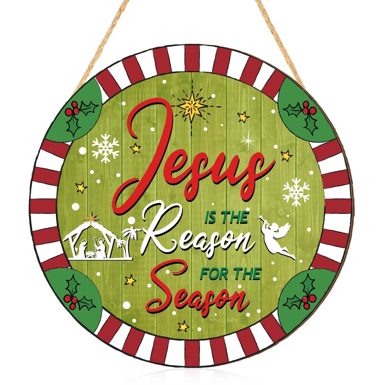 Wesiti Christmas Wooden Door Wreath Jesus Is The Reason For The Season Xmas Door Hanging Sign Jesus Is The Reason For The Season Xmas Door Hanging Sign Christmas Decorations For Front Door Wall
