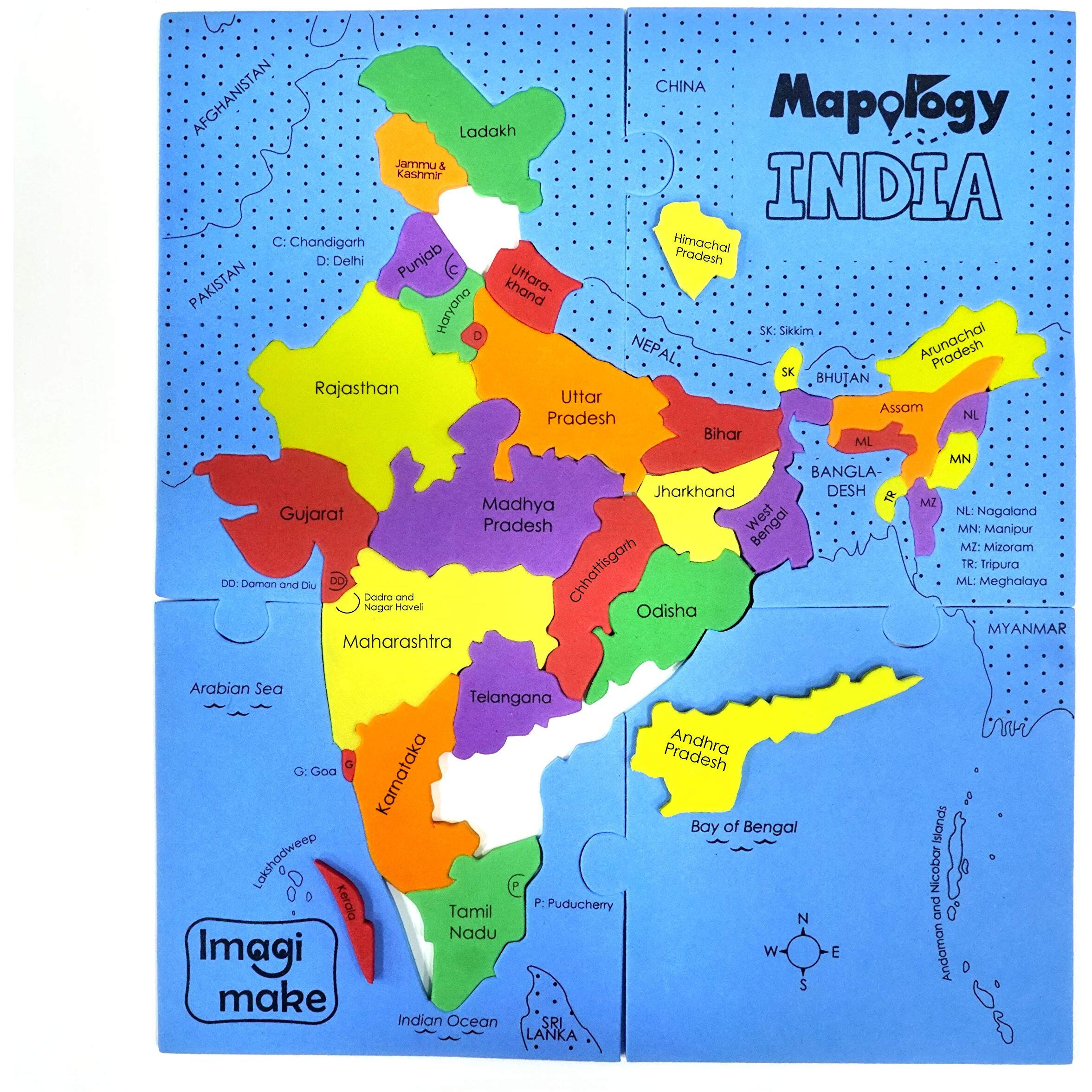 Imagimake Mapology India Map Puzzles - Geography For Kids - Learning & Educational Toys - Puzzles For Kids Ages 4-8 - Gift For 4, 5, 6, 7, 8 Year Old Boys & Girls