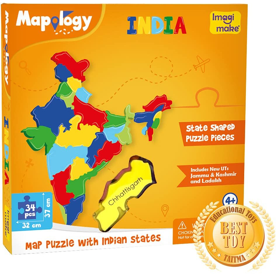 Imagimake Mapology India Map Puzzles - Geography For Kids - Learning & Educational Toys - Puzzles For Kids Ages 4-8 - Gift For 4, 5, 6, 7, 8 Year Old Boys & Girls