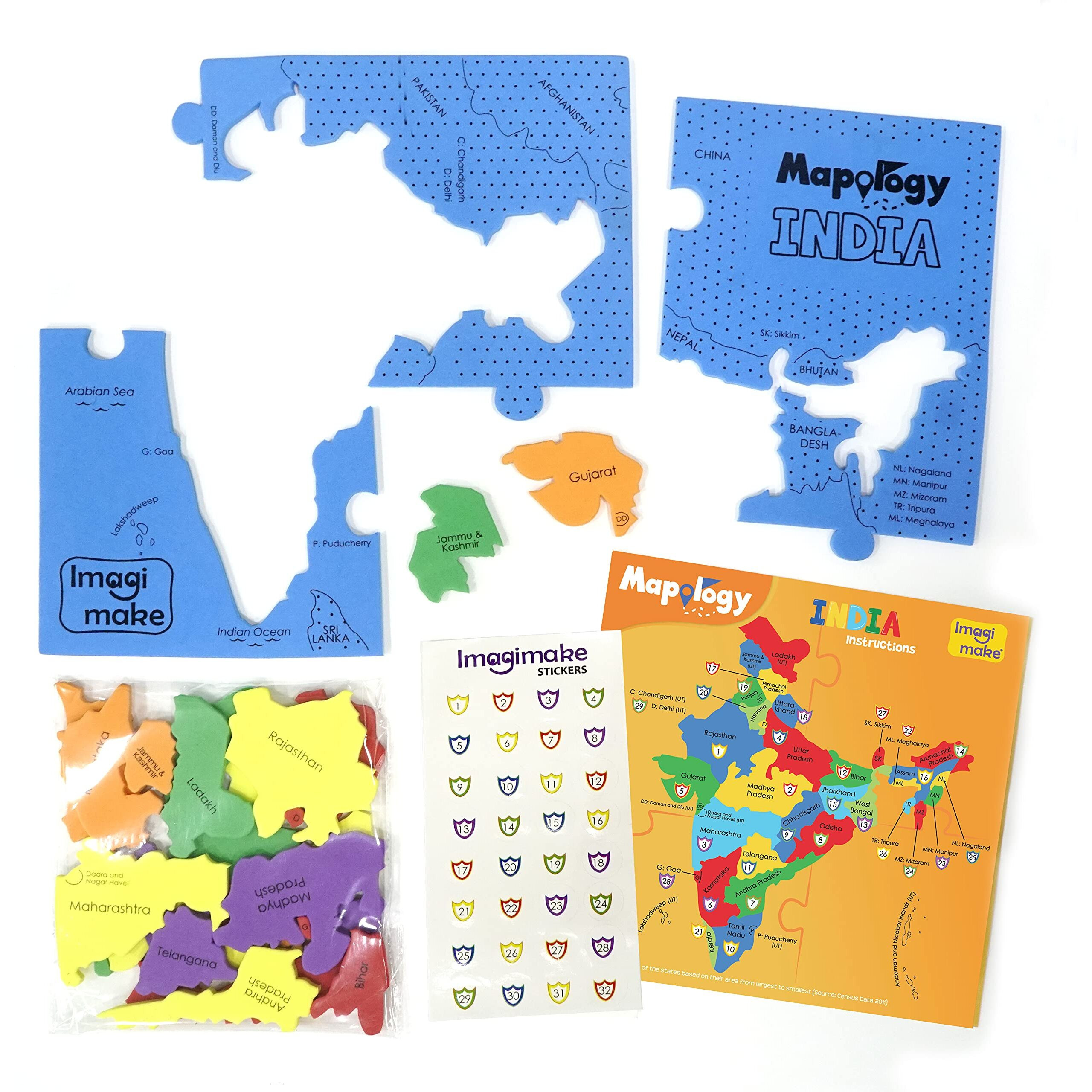 Imagimake Mapology India Map Puzzles - Geography For Kids - Learning & Educational Toys - Puzzles For Kids Ages 4-8 - Gift For 4, 5, 6, 7, 8 Year Old Boys & Girls