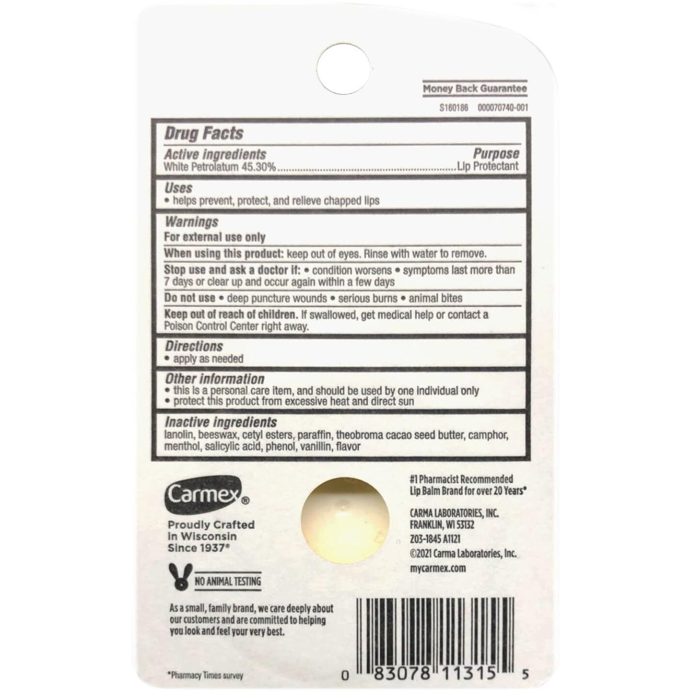 Carmex Classic Lip Balm Medicated 0.25 Oz (Packs Of 6)