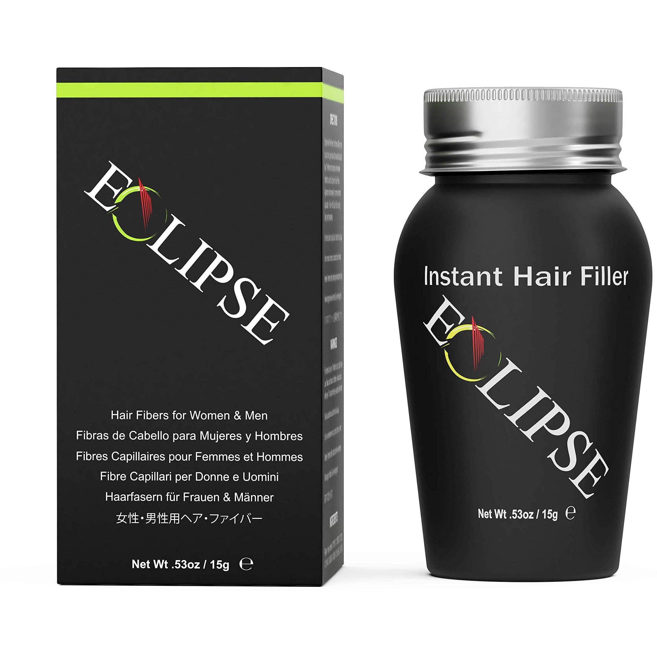 Eclipse Hair Fibers Dark Brown For Thinning Hair For Women & Men To Conceal Hair Loss In 15 Seconds - 100% Undetectable Hair Building Fibers, 15G