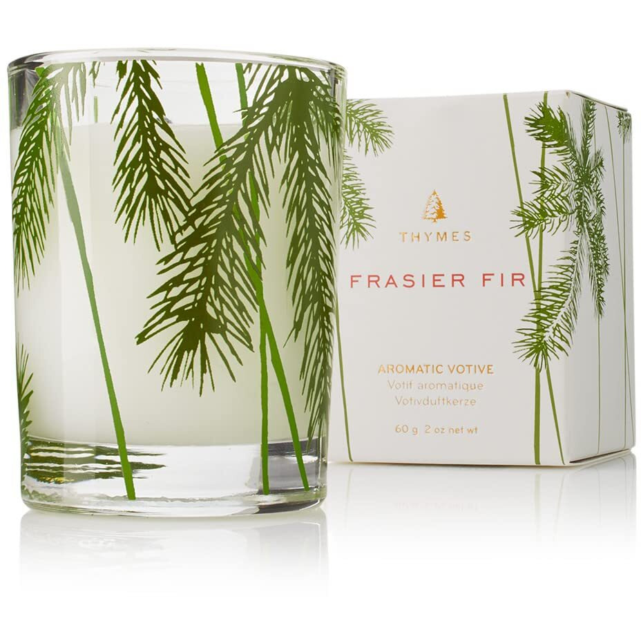 Thymes Frasier Fir Pine Needle Votive Candle - Scented Candle With Notes Of Siberian Fir, Cedarwood, And Sandalwood - Holiday Candle With A Luxury Home Fragrance (2 Oz)
