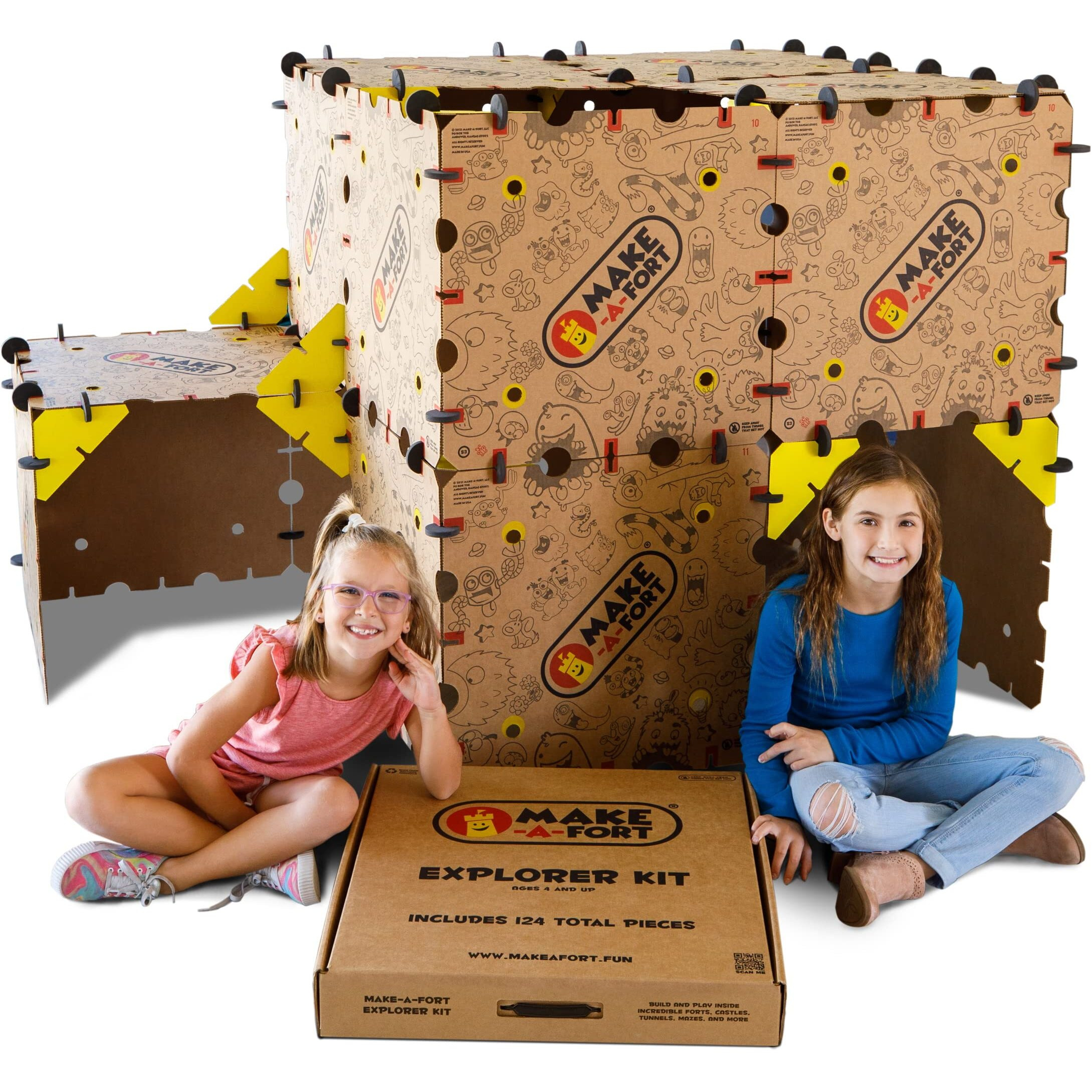 Make-A-Fort Explorer Kit - Build Really Big Forts For Kids - Endless Play For Ages 4 And Up - Build Incredible Forts, Mazes, Tunnels, And More - Durable, Reusable, And Made In Usa