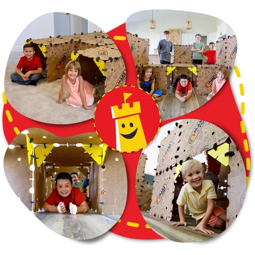 Make-A-Fort Explorer Kit - Build Really Big Forts For Kids - Endless Play For Ages 4 And Up - Build Incredible Forts, Mazes, Tunnels, And More - Durable, Reusable, And Made In Usa