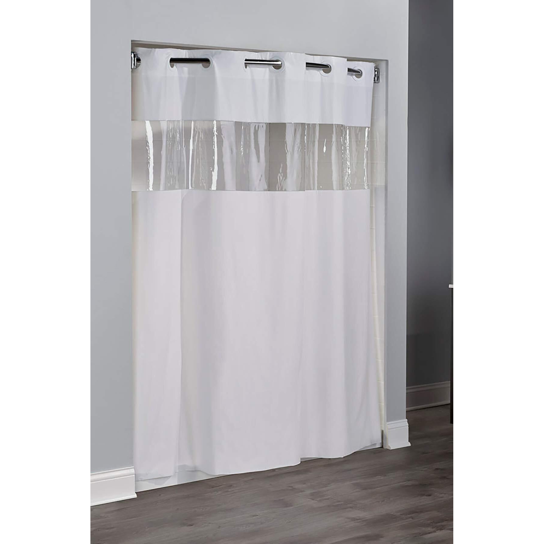 Hookless Vision Vinyle Shower Curtain - White
