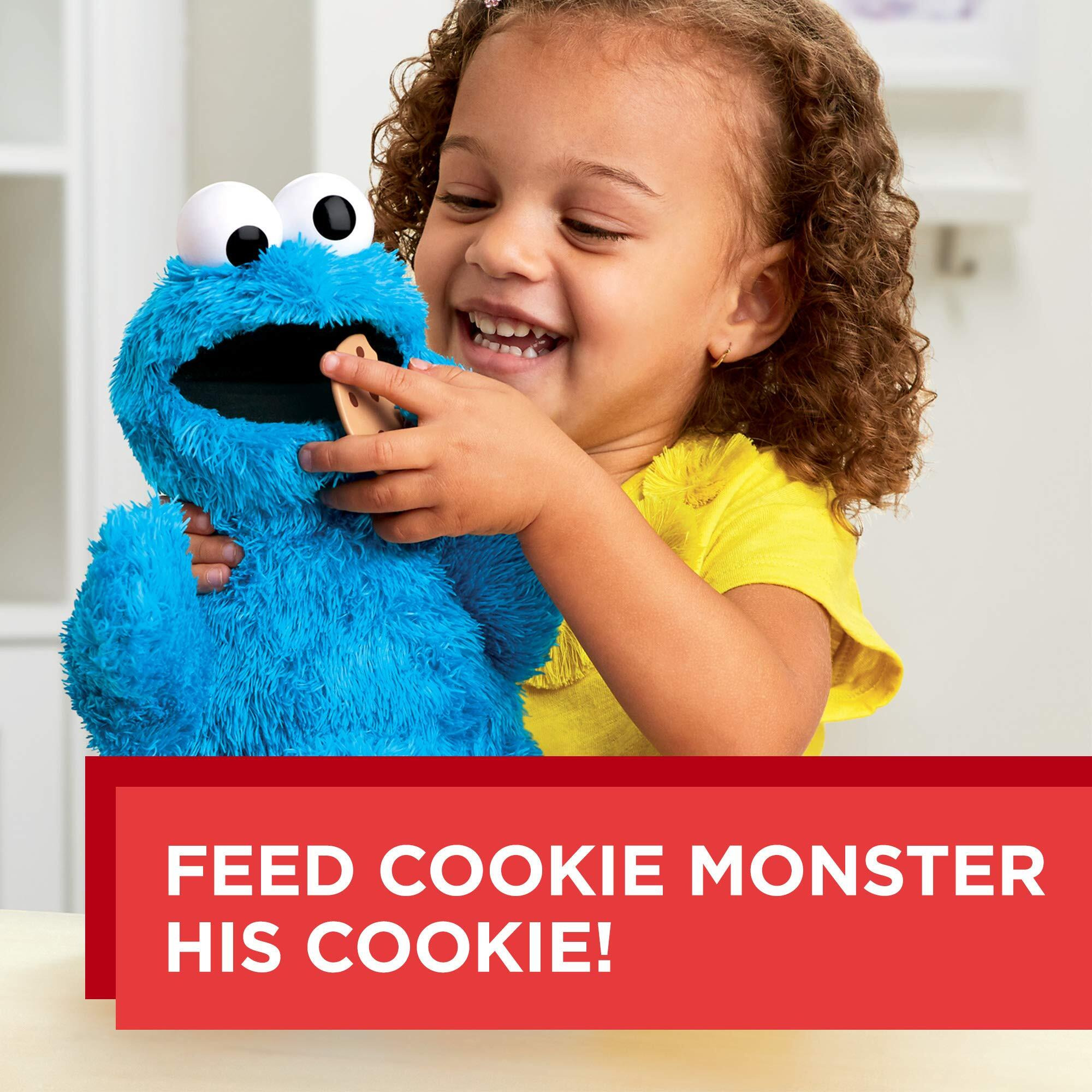 Sesame Street Feed Me Cookie Monster Plush Interactive 13 Inch Cookie Monster, Says Silly Phrases, Belly Laughs, Toy For Kids 18 Months Old And Up