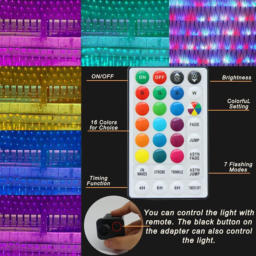 Rgb Net Lights, Christmas Color Changing Outdoor Led Mesh Lights, 14.8X4.9 Ft 240 Led Christmas Net Light Decorations, Connectable Plug In Waterproof Tree Light Bushes Wedding Garden Halloween Decor