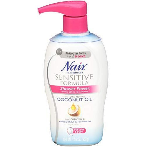 Nair Sensitive Formula Shower Cream Hair Remover With Coconut Oil And Vitamin E, 12.6Oz