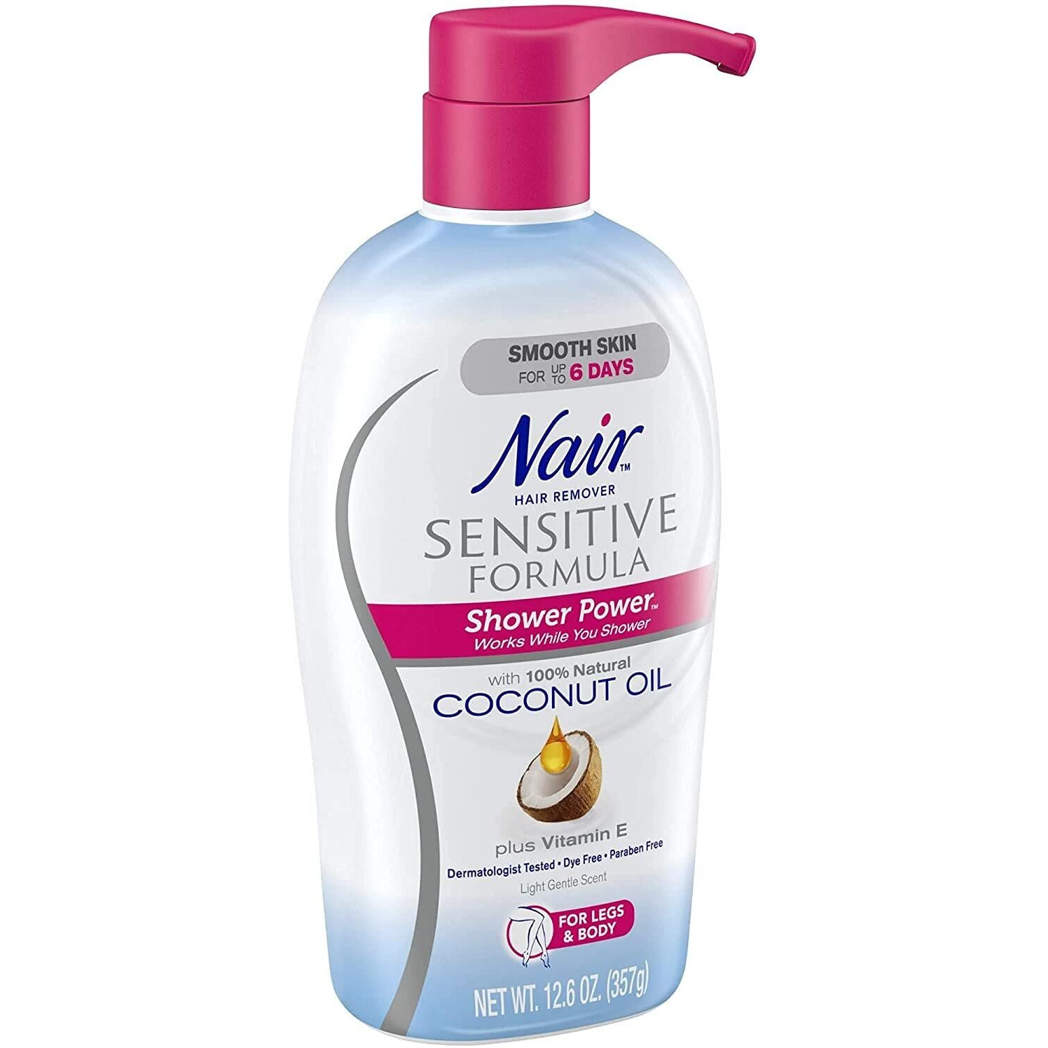 Nair Sensitive Formula Shower Cream Hair Remover With Coconut Oil And Vitamin E, 12.6Oz