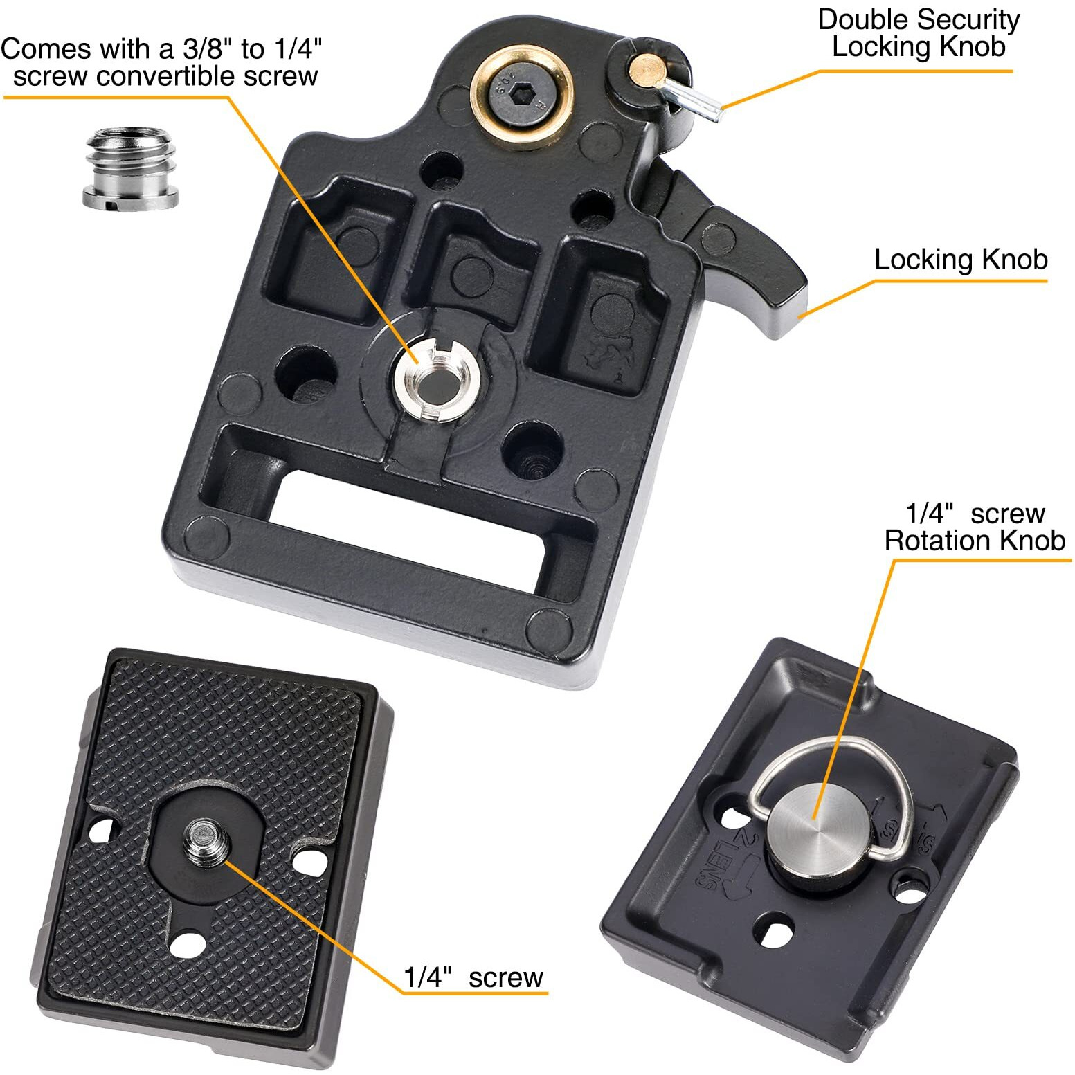 Konsait Black Camera 323 Quick Release Plate With Special Adapter (200Pl-14) Use For Manfrotto 323(New Version)