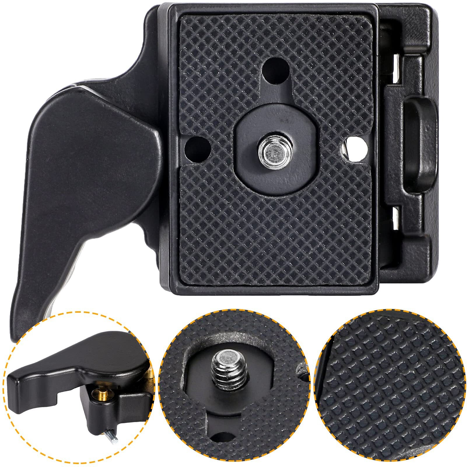 Konsait Black Camera 323 Quick Release Plate With Special Adapter (200Pl-14) Use For Manfrotto 323(New Version)