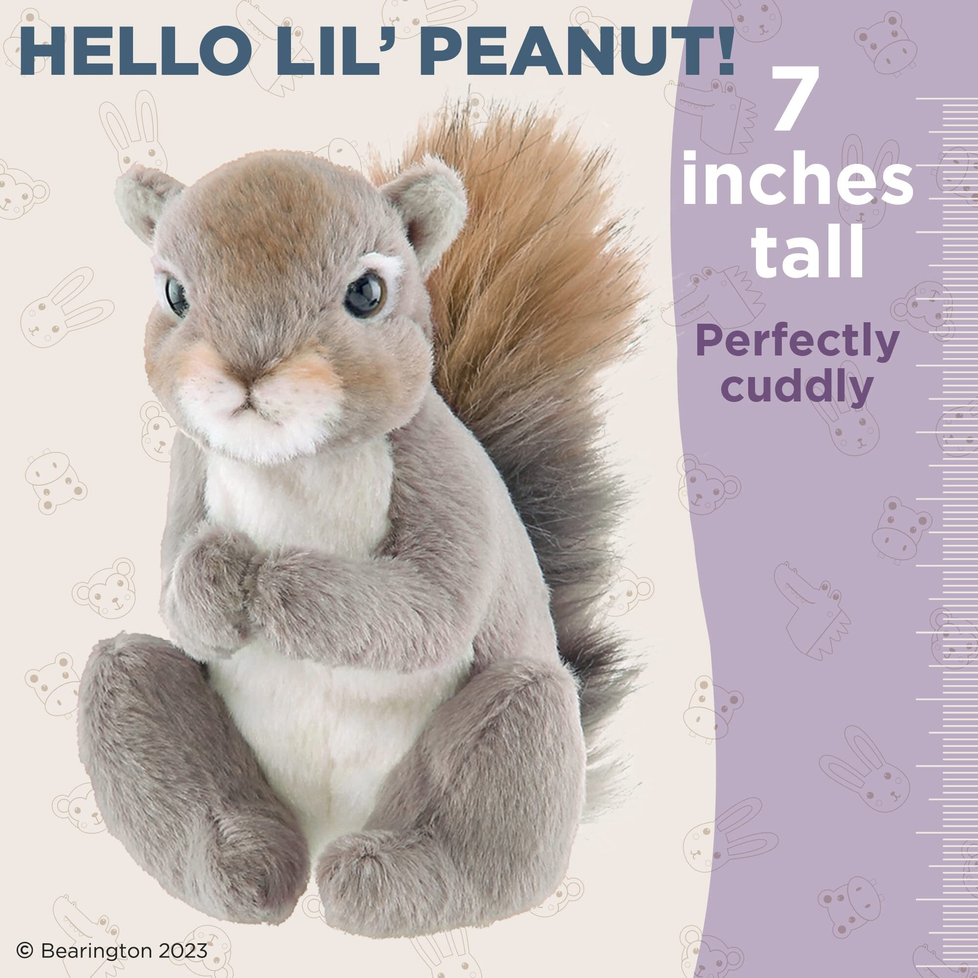 Bearington Lil' Peanut The Squirrel Stuffed Animal, 7 Inch Realistic Stuffed Animal