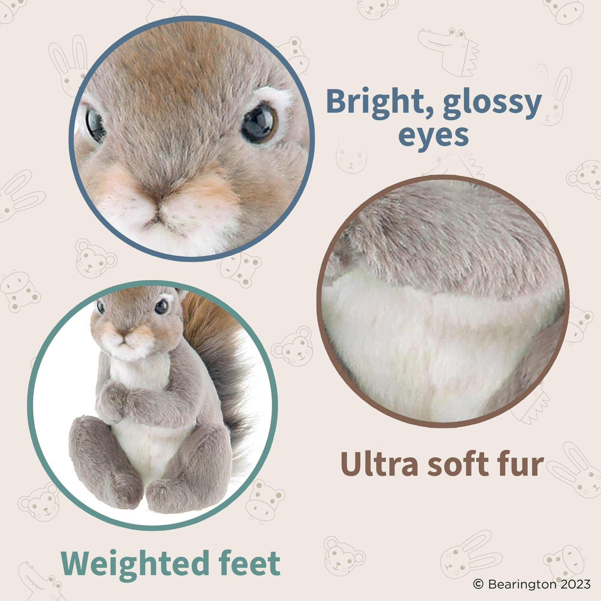 Bearington Lil' Peanut The Squirrel Stuffed Animal, 7 Inch Realistic Stuffed Animal