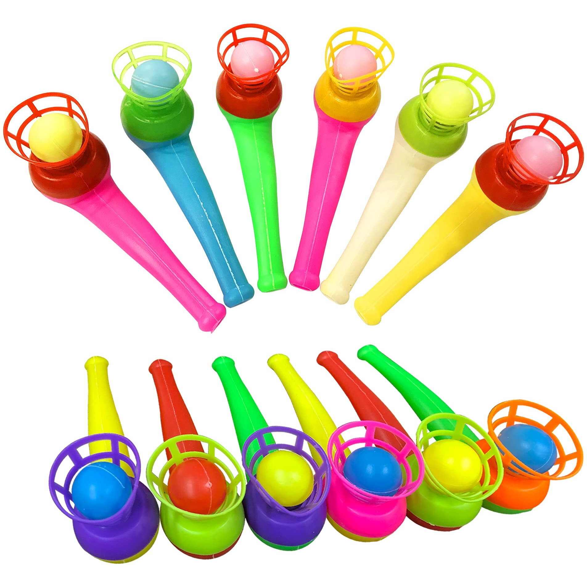 Ppxmeeudc 30Pcs Ball Blowing Toy Floating Blow Pipe Balls For Kids Boys Girls Toys Blowing Ball Party (Random Color)