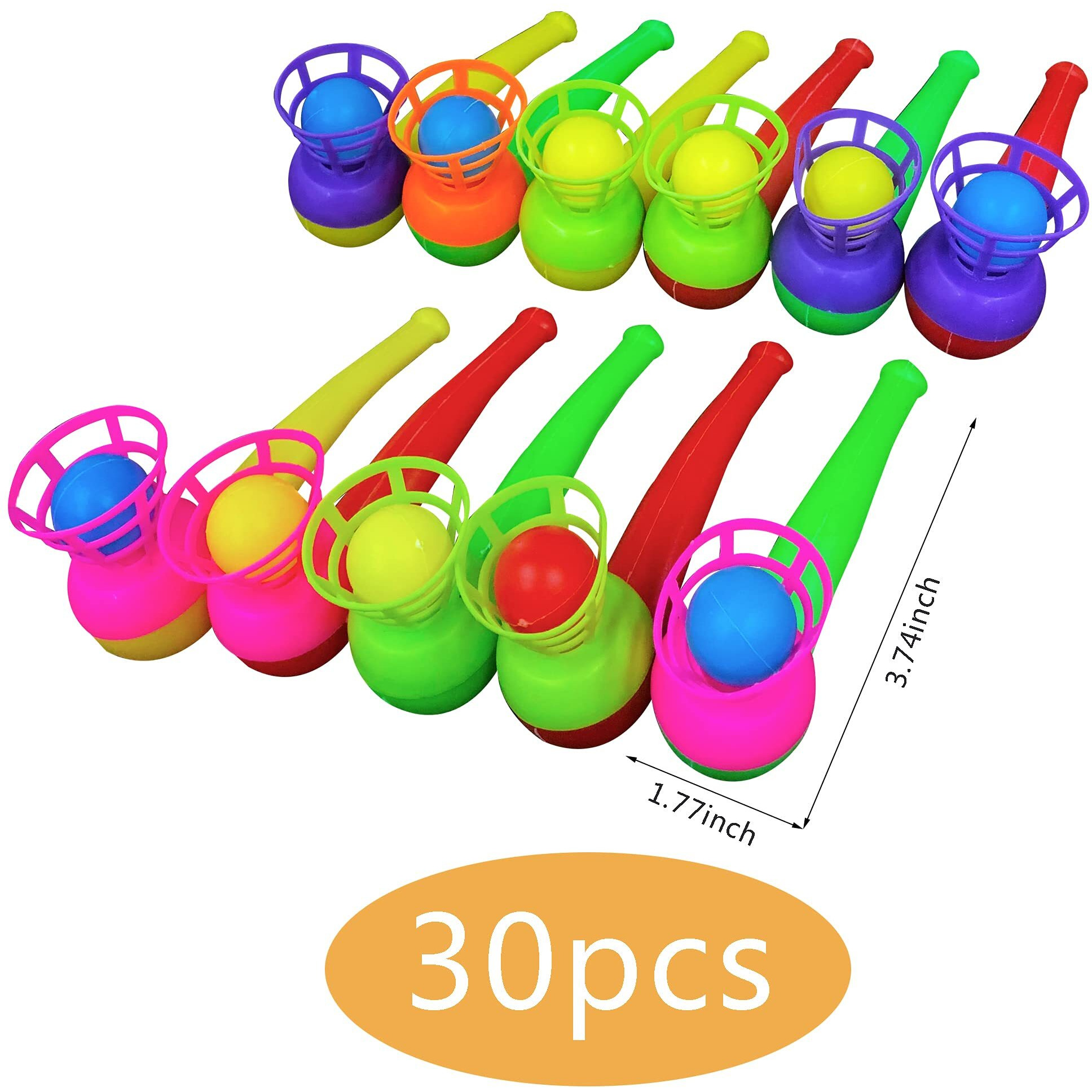 Ppxmeeudc 30Pcs Ball Blowing Toy Floating Blow Pipe Balls For Kids Boys Girls Toys Blowing Ball Party (Random Color)