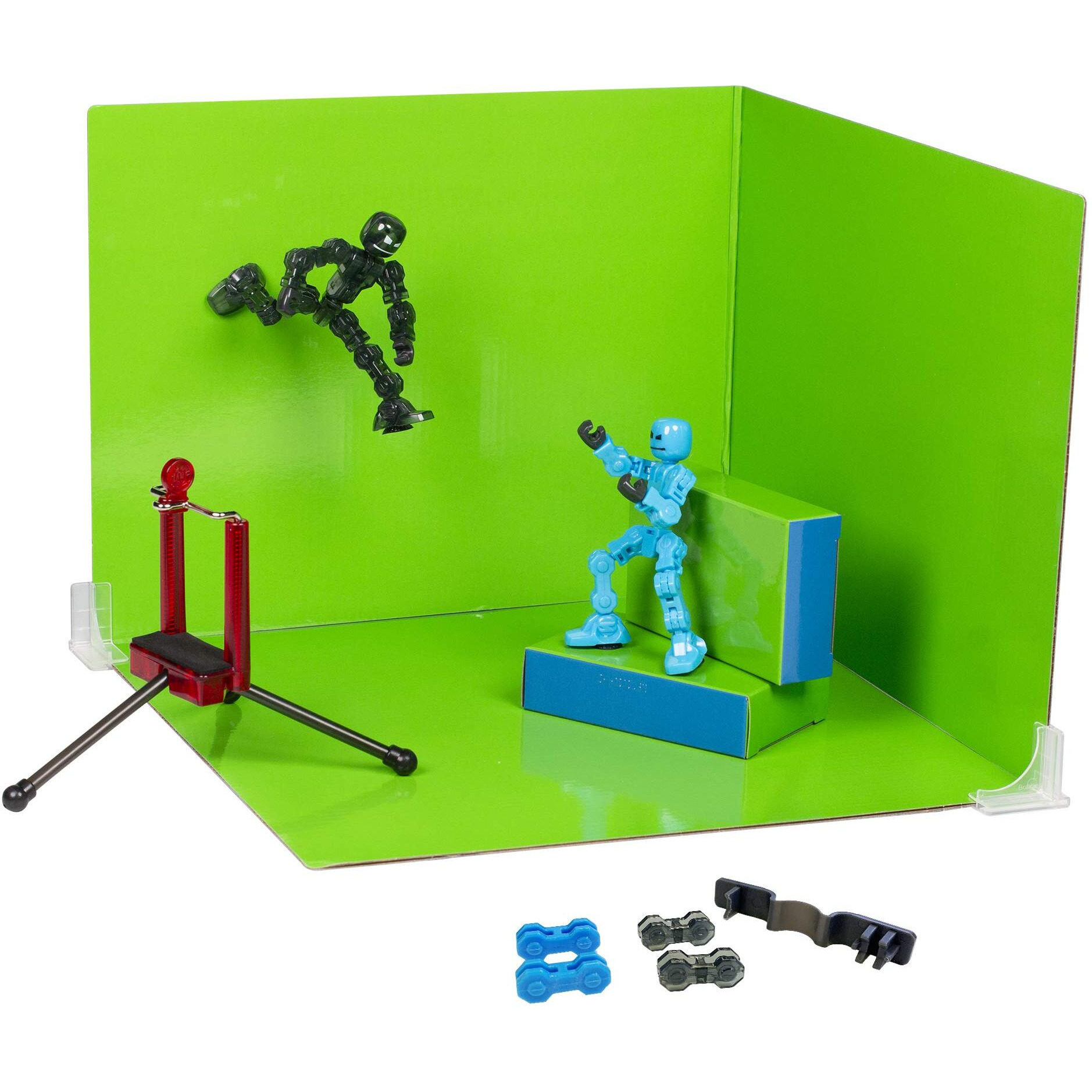 Zing Klikbot Zanimation Studio - Includes 2 Klikbots, Phone Stand/Holder And 2 Sided Backdrop Screen, For Ages 6 And Up