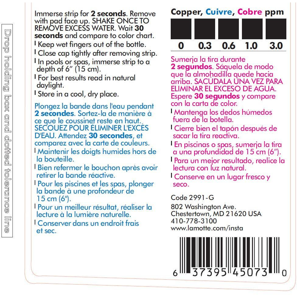 Lamotte Test Strip, Copper, 0 To 3.0 Ppm, Pk25