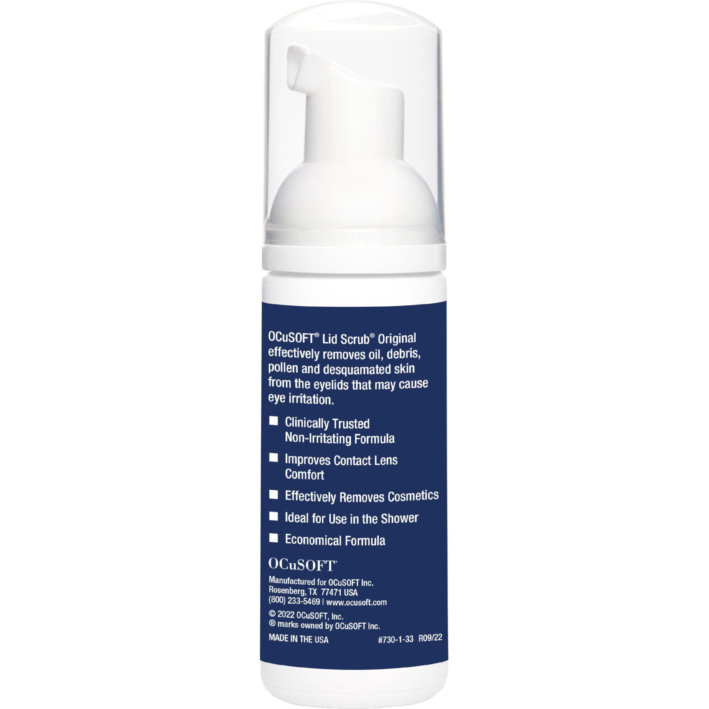 Ocusoft Original Foaming Eyelid Cleanser - Mild Instant Foam To Remove Oil, Dust, Pollen & Makeup - 1.68 Fl Oz