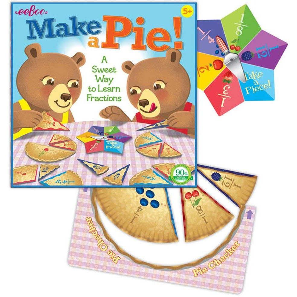 Eeboo Make A Pie Game, A Sweet Way To Learn Fractions, Develops Math And Quantitative Skills Through Play, Screen-Free Fun, For Ages 5 And Up