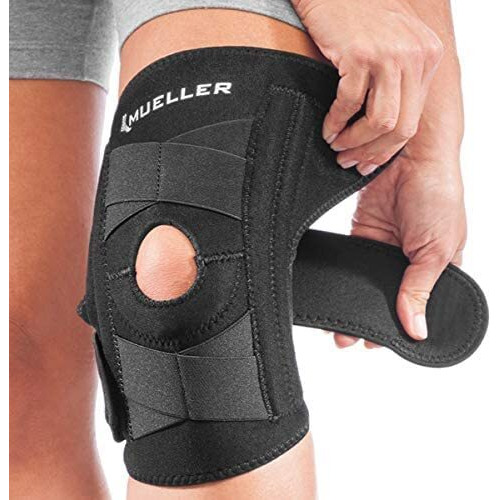 Mueller Sports Medicine Self Adjusting Knee Stabilizer, Knee Pain Relief Support For Men And Women, Ideal For Arthritis, Sprains, Black, One Size