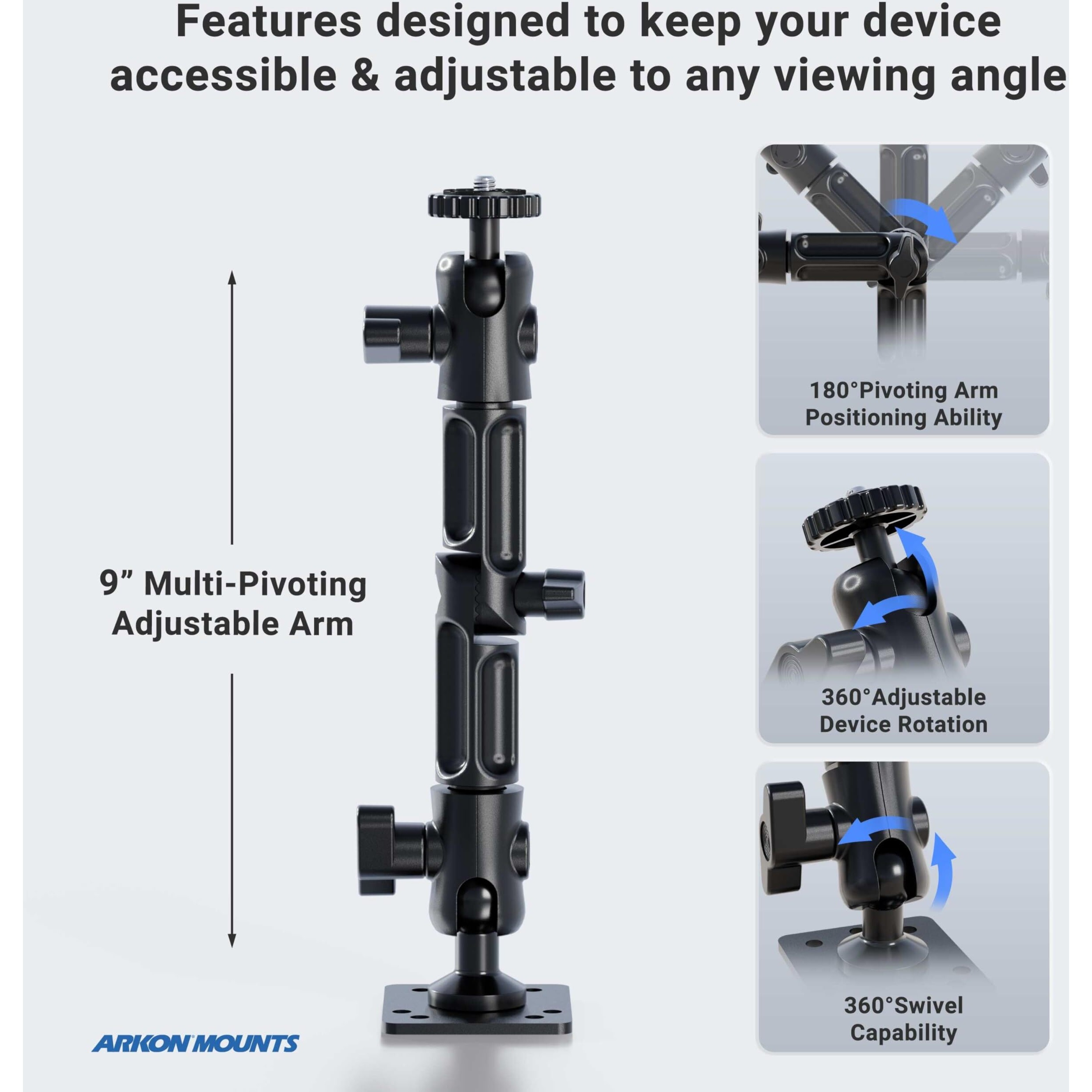 Arkon Mounts - Camera Wall Mount Robust Aluminum Construction Easy Installation Precision Adjustments To Capture Any Angle Great Security Camera Mount For Cctv Cameras, Camcorders, And More