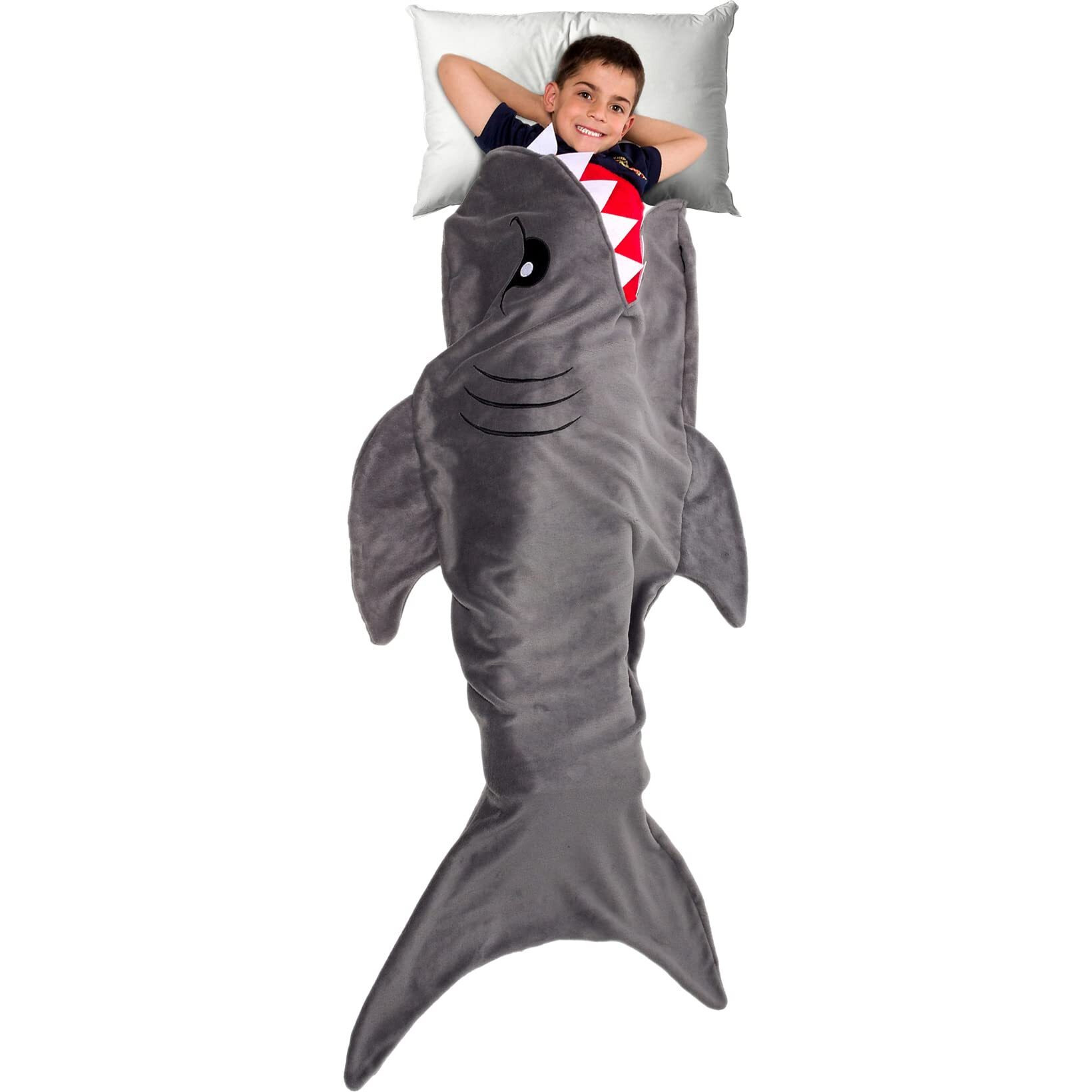 Silver Lilly Animal Tail Blanket - Plush Animal Sleeping Bag Blanket For Kids (Gray Shark)