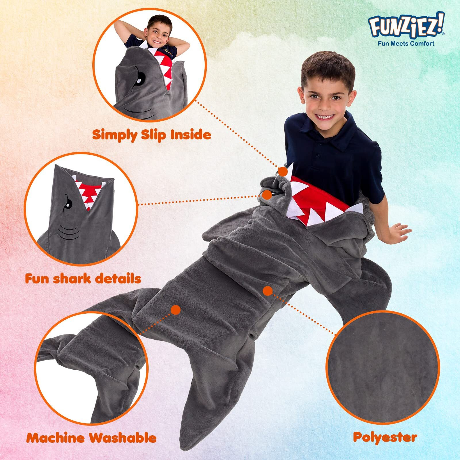 Silver Lilly Animal Tail Blanket - Plush Animal Sleeping Bag Blanket For Kids (Gray Shark)