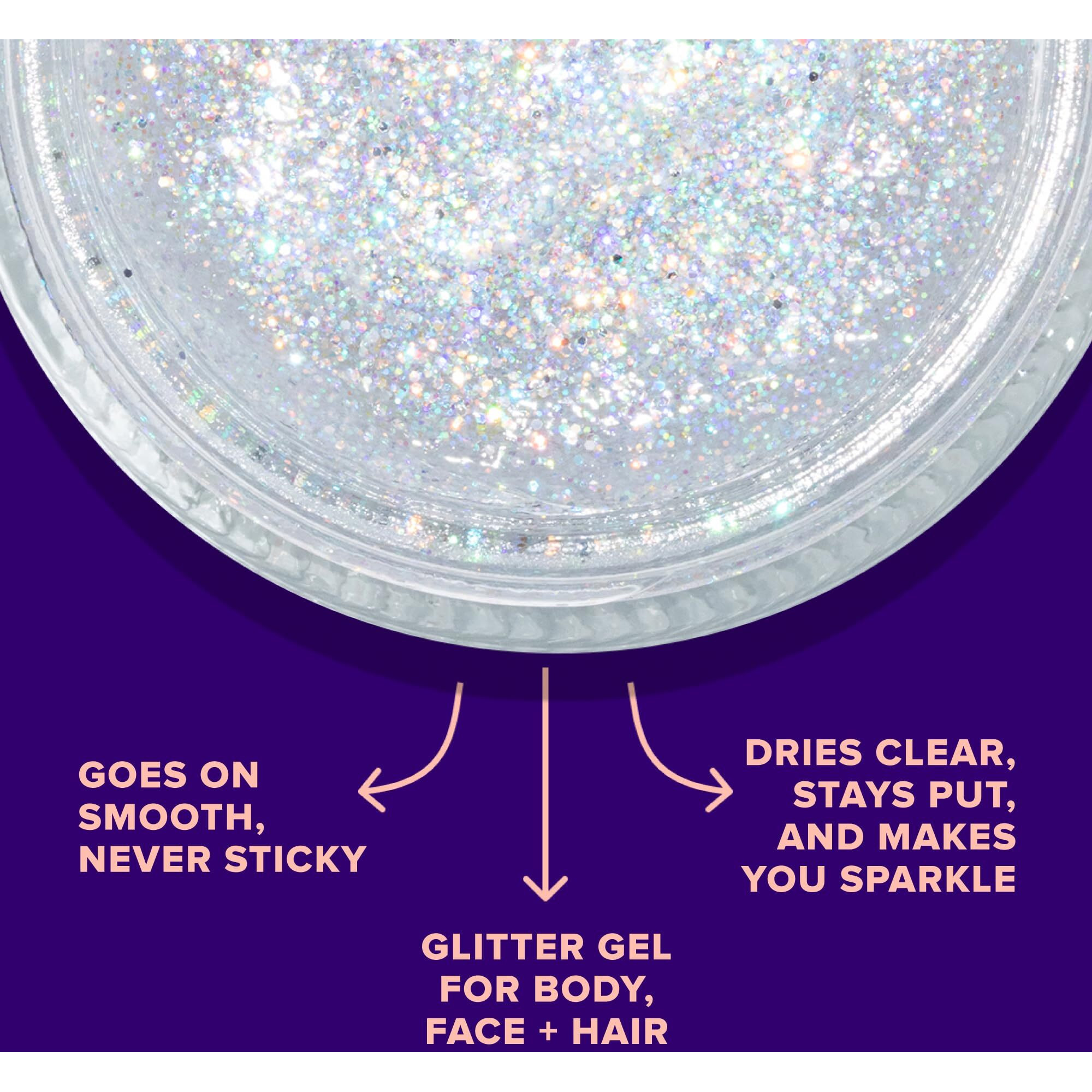 Unicorn Snot Face & Body Glitter Gel - Cosmetic-Grade Holographic Glitter - Festival, Anime Cosplay, Halloween Costume Makeup - Safe For Face, Easy Application & Removal -Silver Glitter, 1.7Oz (Disco)