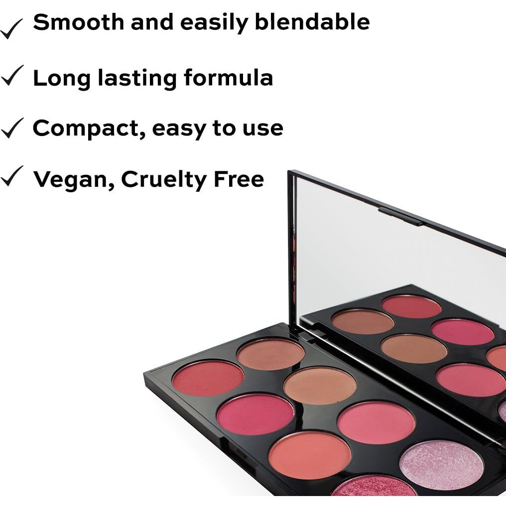 Makeup Revolution Ultra Blush Makeup Palette, Bronzer & Highlighter, Includes 8 Shades, Gluten Free, Vegan & Cruelty Free, Sugar & Spice, 13G