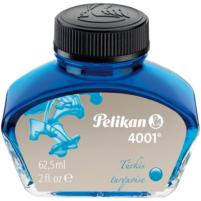 Pelikan 4001 Bottled Ink For Fountain Pens, Turquoise, 62.5Ml, 1 Each (329201)