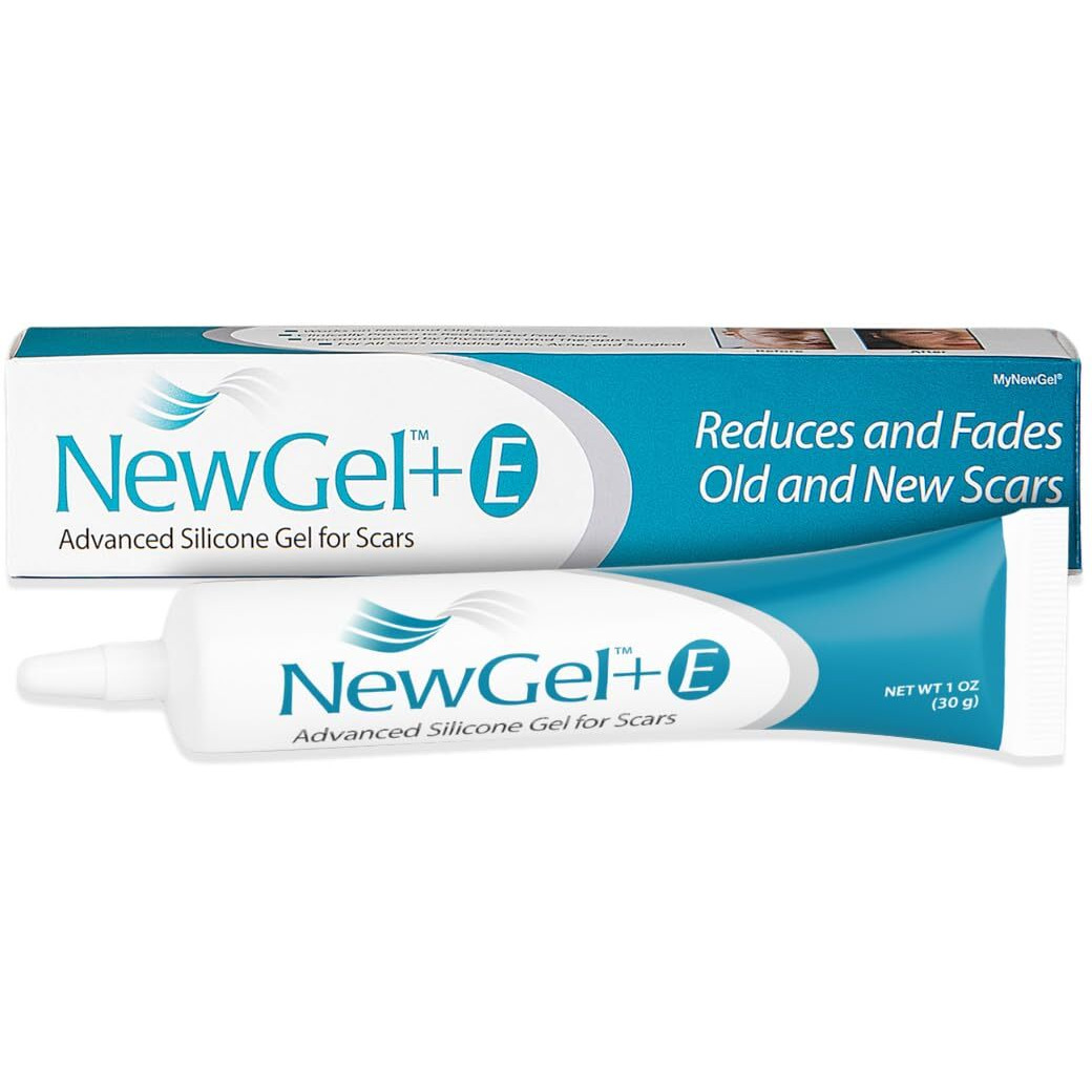 Newgel+E Advanced Silicone Scar Treatment Gel For Old And New Scars W Vitamin E, For Surgery, Injury, Keloids, Burns, And Facial Blemish Scars (1 Oz)