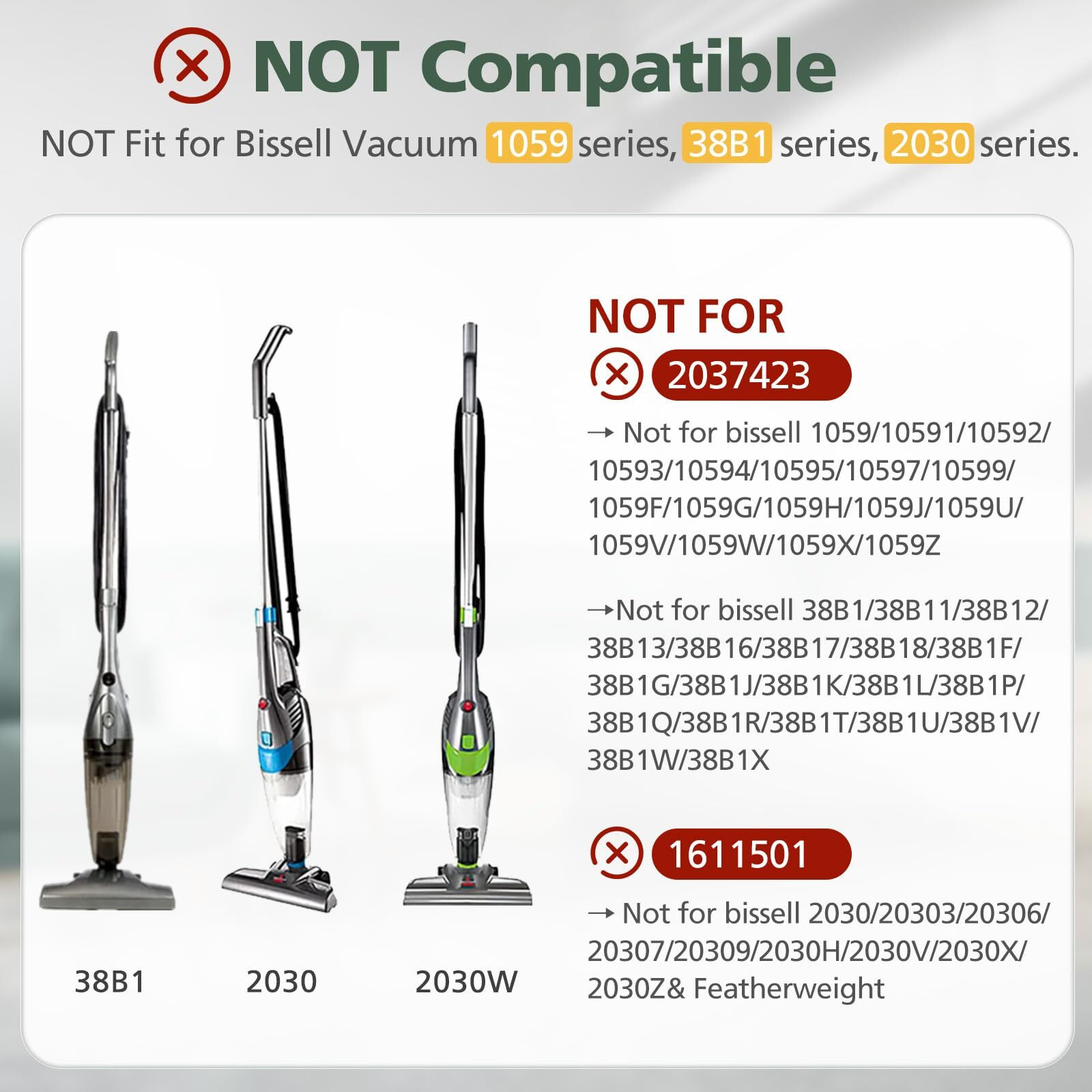 8 Pack 2033 Replacement Filter Compatible With Bissell Featherweight Stick Lightweight Bagless Vacuum Cleaner 20331, 20333, 20334, 20336, 20339, 2033M,8 Mesh Filter 8 Foam Filters, Replace No.1611508