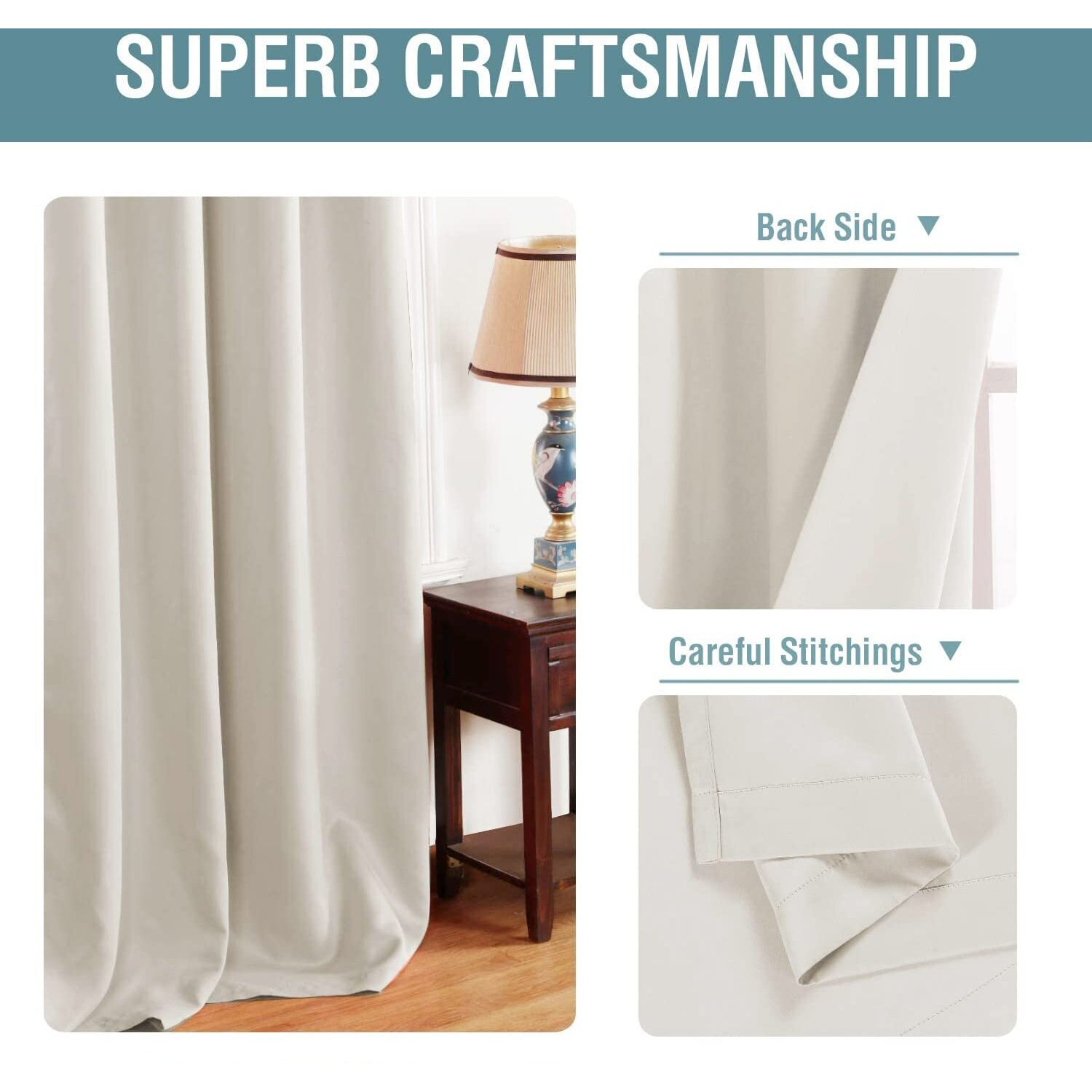 H.Versailtex Light Blocking Curtain For Living Room Thermal Insulated Window Treatment Panel/Drape For Dining Room, Elegant Soft Curtain For Bedroom Grommet Top One Panel (Ivory - 52X84 Inches)