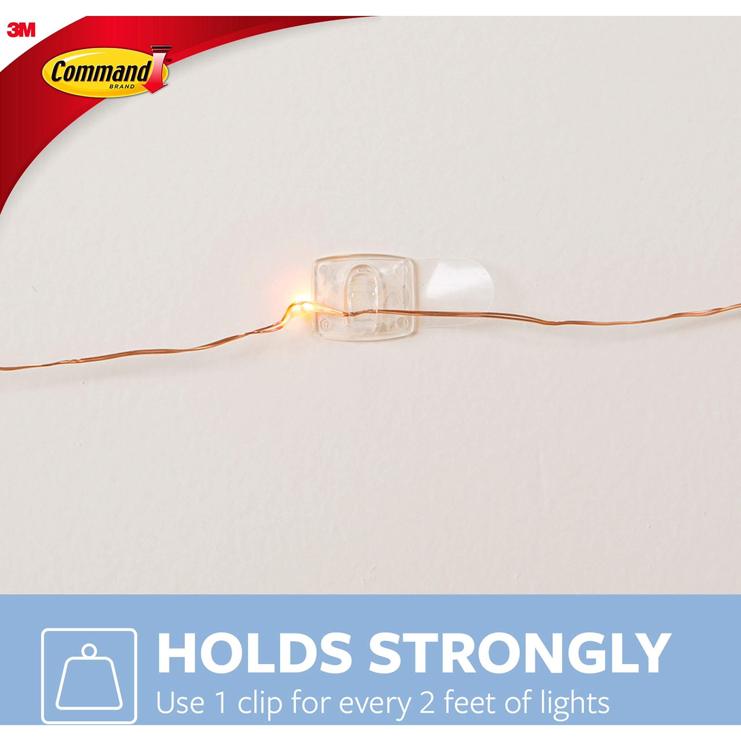 Command Indoor Mini Light Clips, Damage Free Hanging Christmas Light Clips, Mini Wall Clips For Hanging Indoor Christmas Decorations, Lights And Cables, 45 Clear Clips And 54 Command Strips