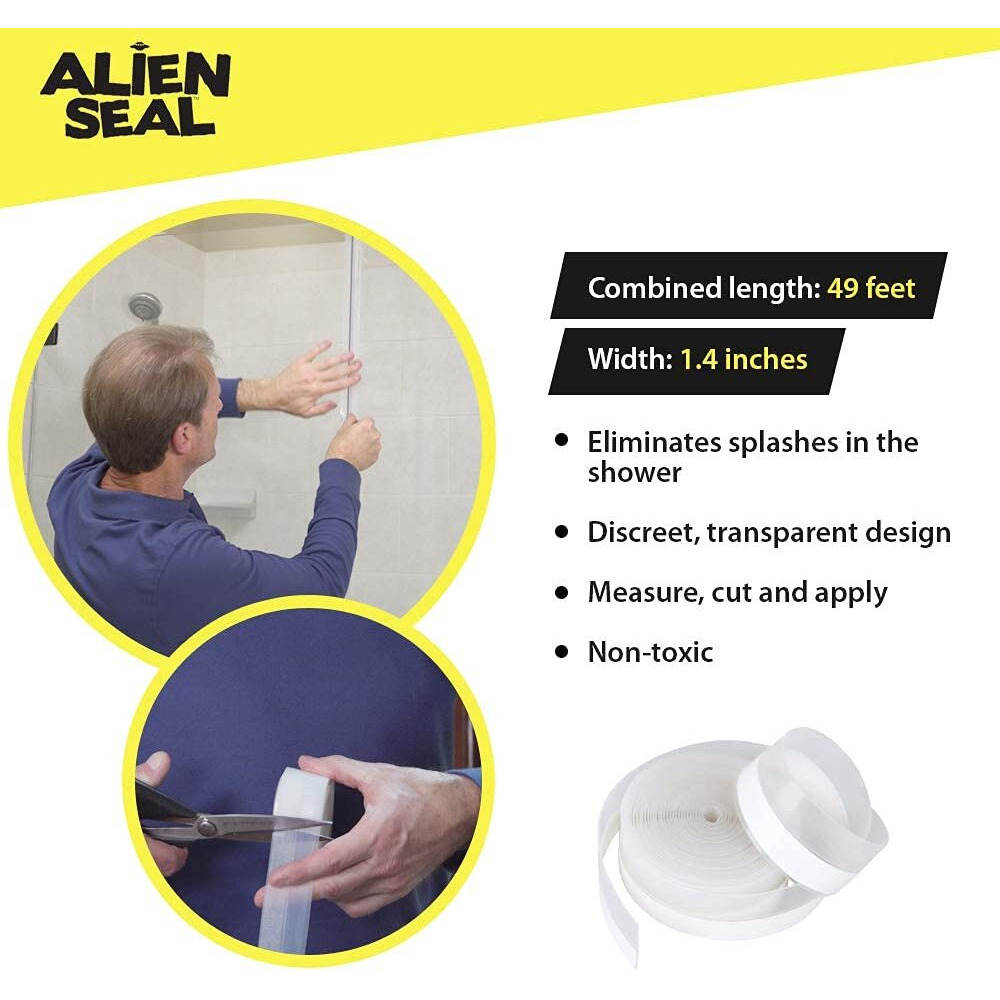 Alien Draft Seal Insulation Tape 49 Feet Transparent Silicone Weather Stripping Door Seal Strip And Under Door Draft Stopper For Window Seal And Door Bottom Seal As Seen On Tv