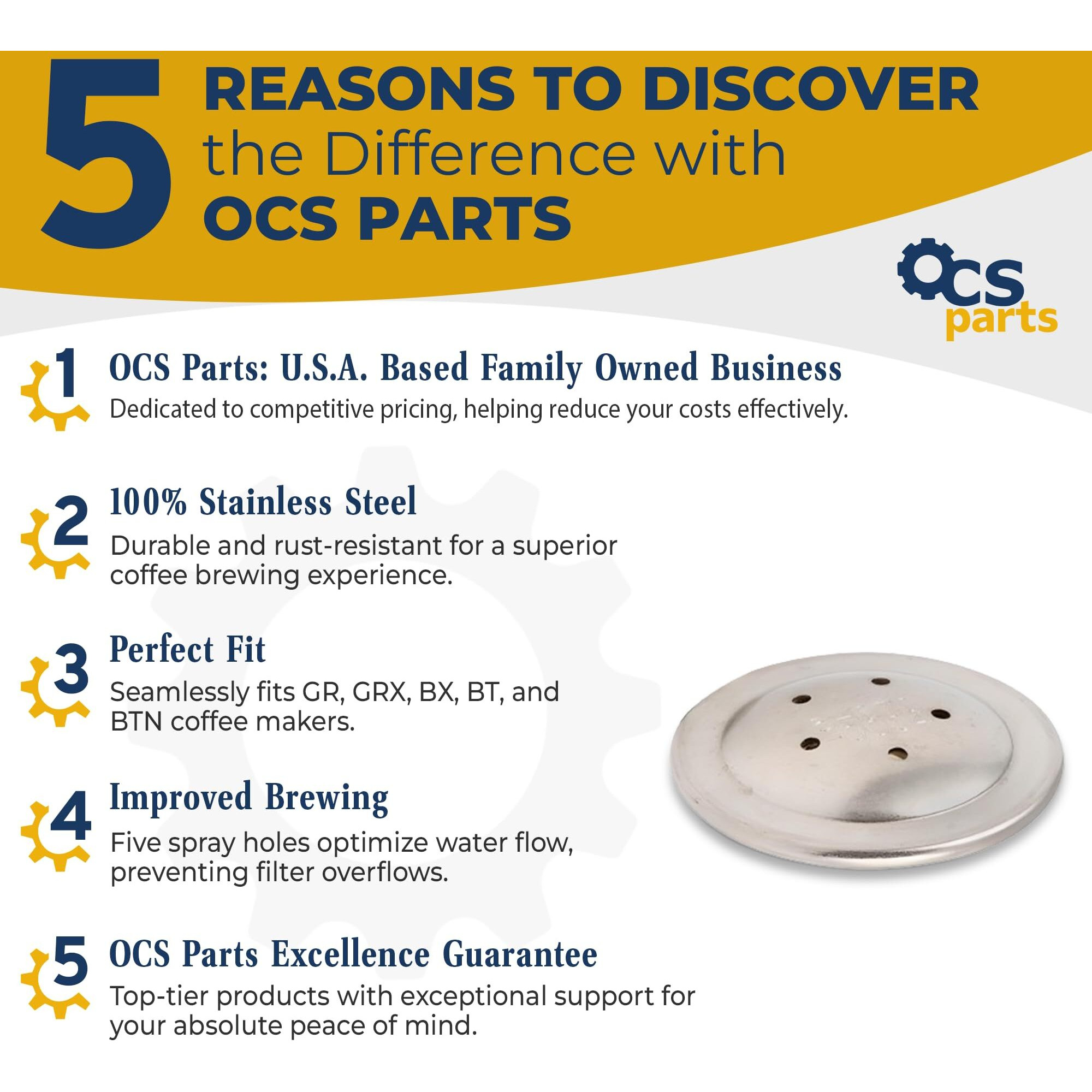 Ocs Parts Premium Stainless Steel Replacement Spray Head For Bunn Coffee Makers