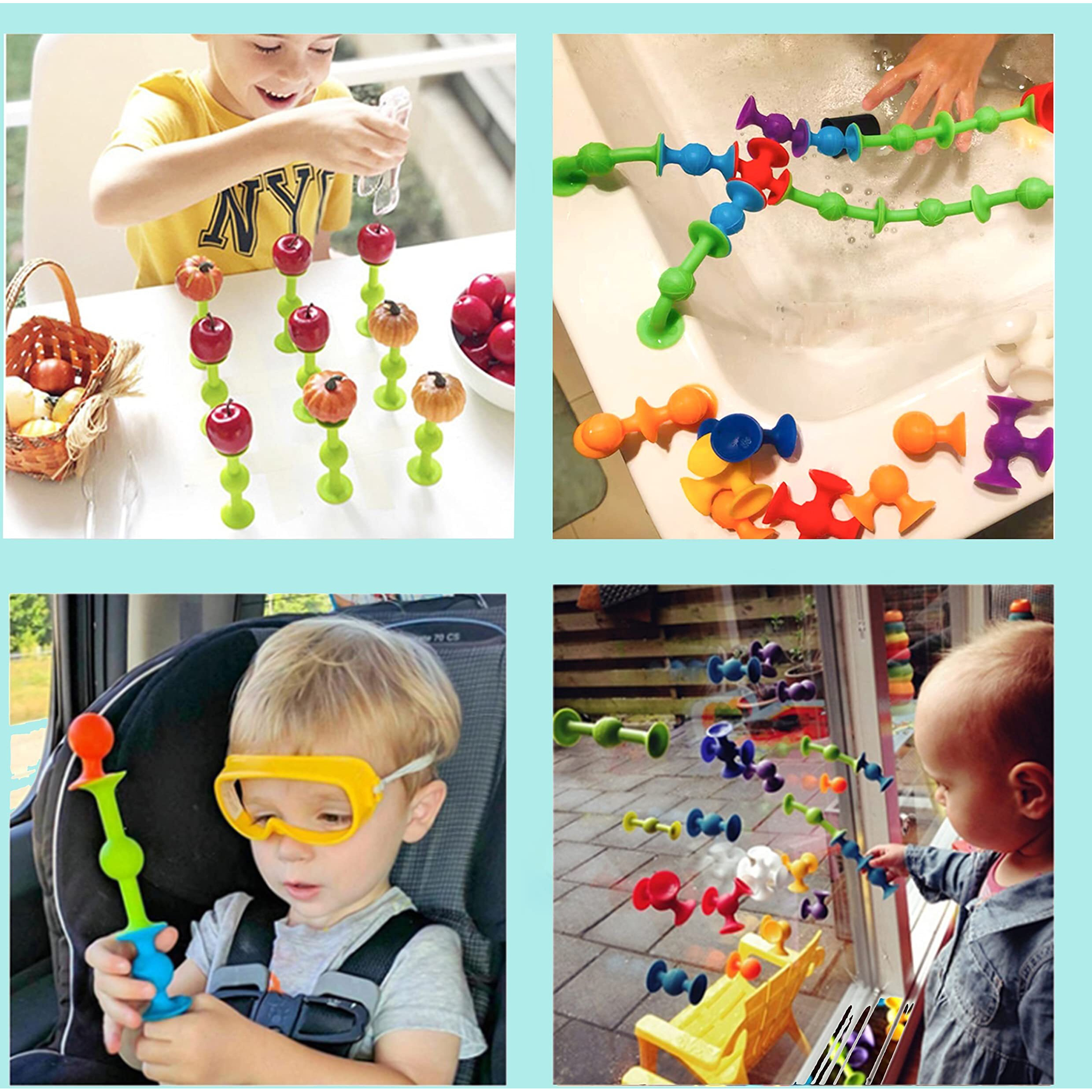 48 Piece Suction Cup Toys Construction Set, Silicone Building Blocks Diy Blocks Toys - Sucker Toys Are Fun Bath Toys,Sensory Toy For Toddlers 3 Year Old Boys And Girls