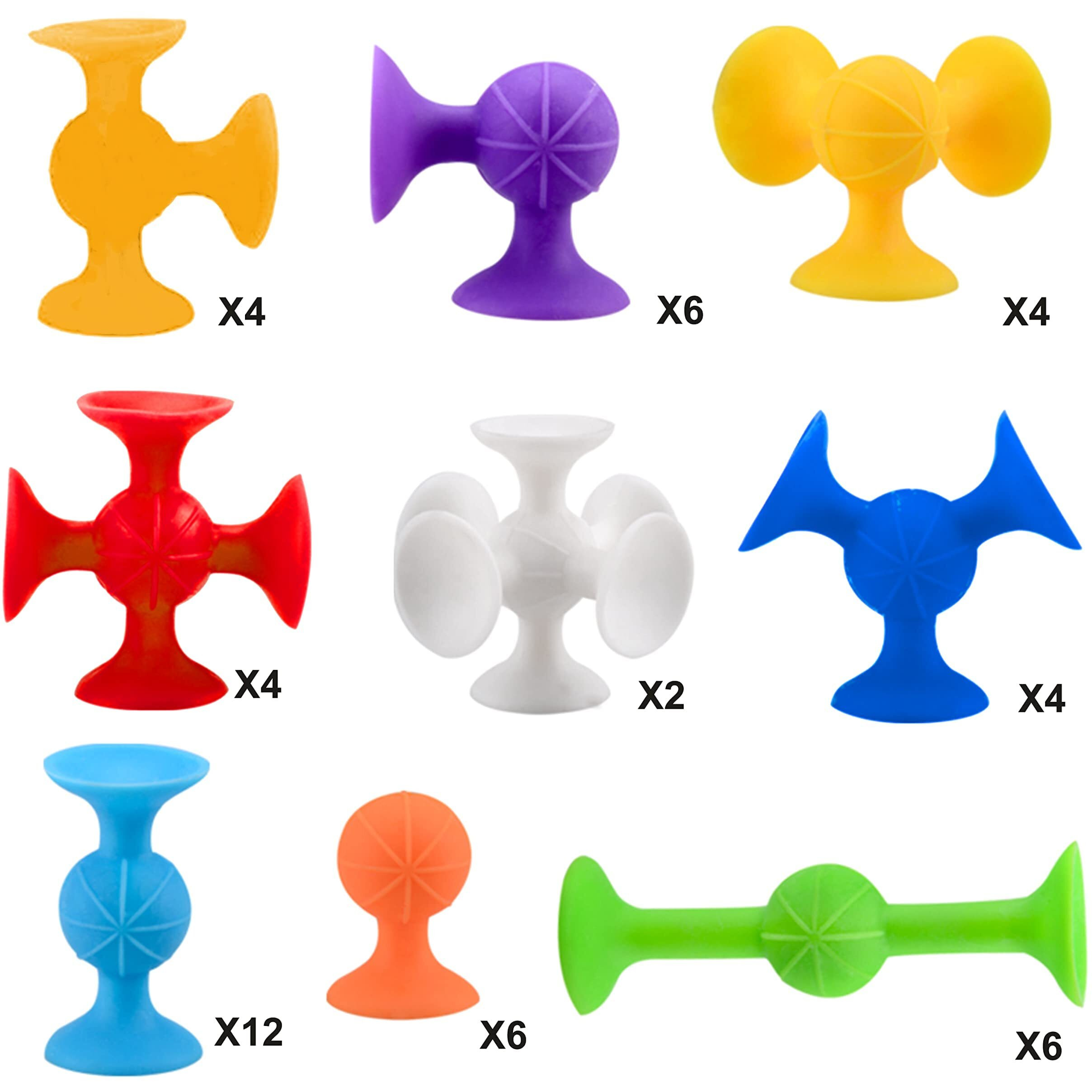 48 Piece Suction Cup Toys Construction Set, Silicone Building Blocks Diy Blocks Toys - Sucker Toys Are Fun Bath Toys,Sensory Toy For Toddlers 3 Year Old Boys And Girls