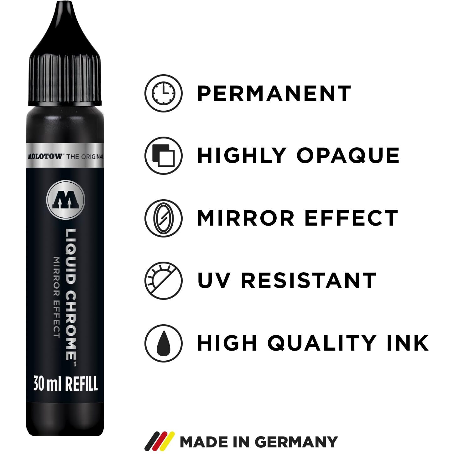 Molotow Liquid Chrome Alcohol-Based Refill, 30Ml Bottle, 1 Each